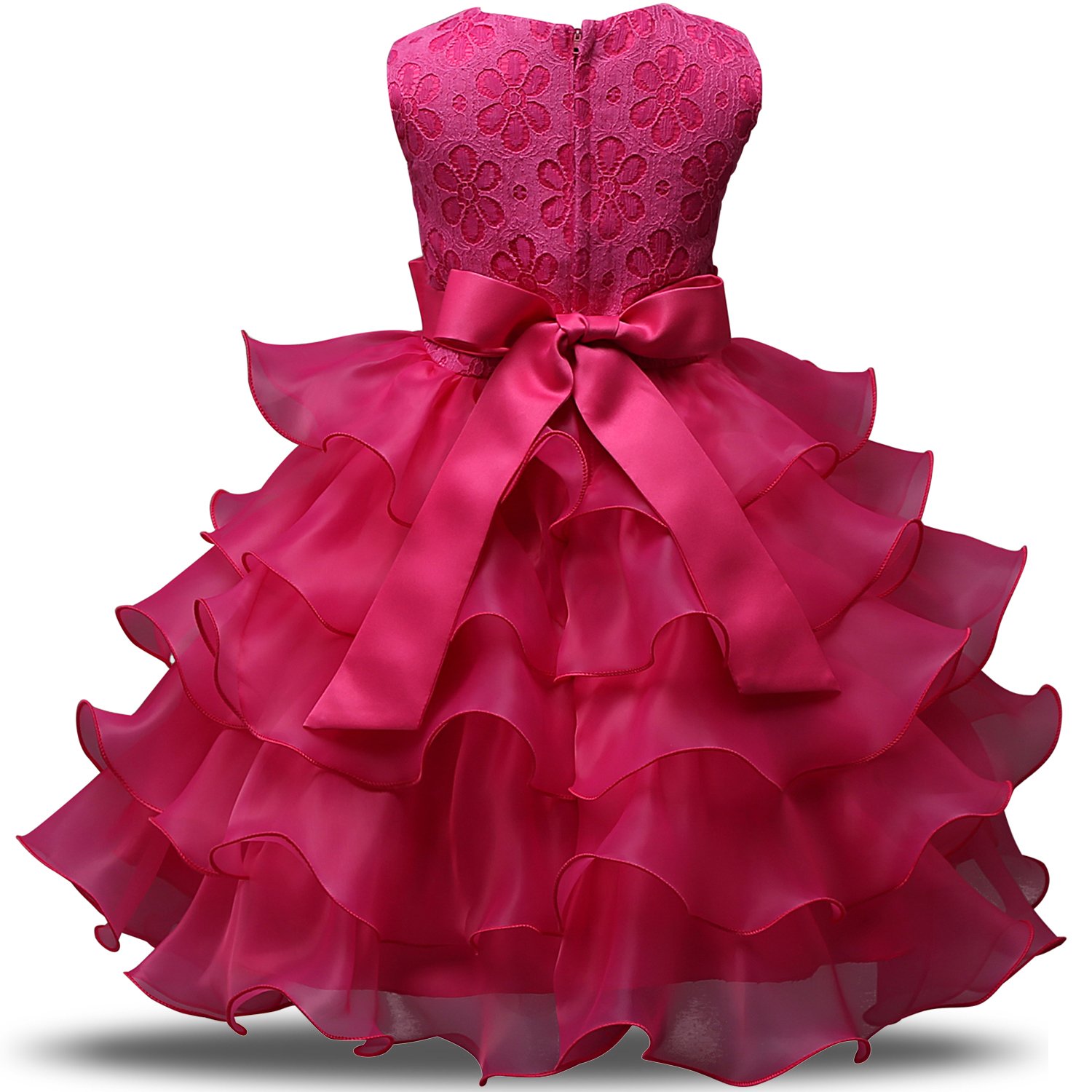 NNJXD Girls' Ruffled Lace Party Dress for Kids - Elegant Flower Girl & Wedding Attire | Perfect for Birthday Parties, Pageants & Special Occasions
