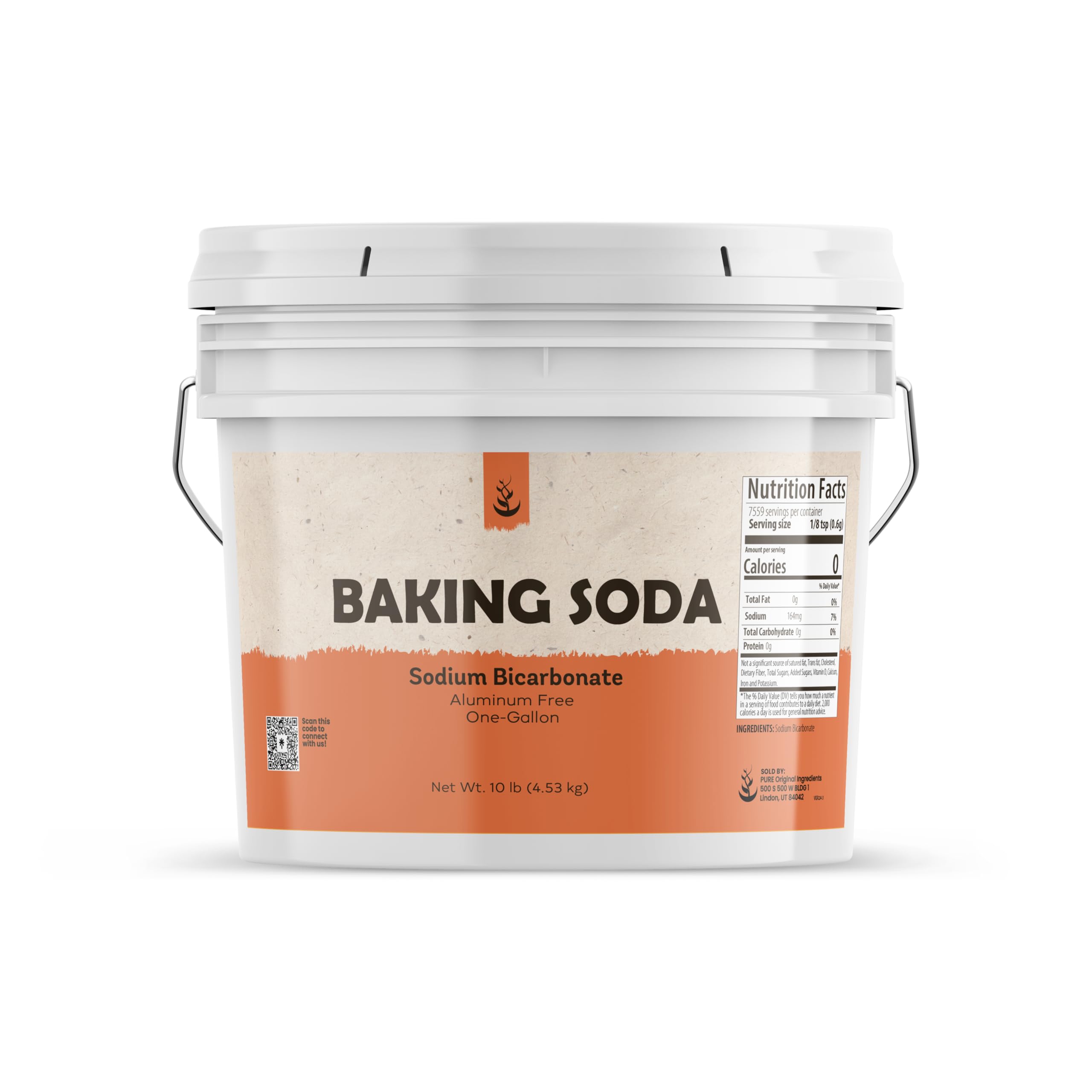 Pure Original Ingredients Baking Soda (1 Gallon) - Food Grade Sodium Bicarbonate for Cooking, Baking, Cleaning | Perfect for Homemade Recipes, Kitchen Cleaning & Odor Removal