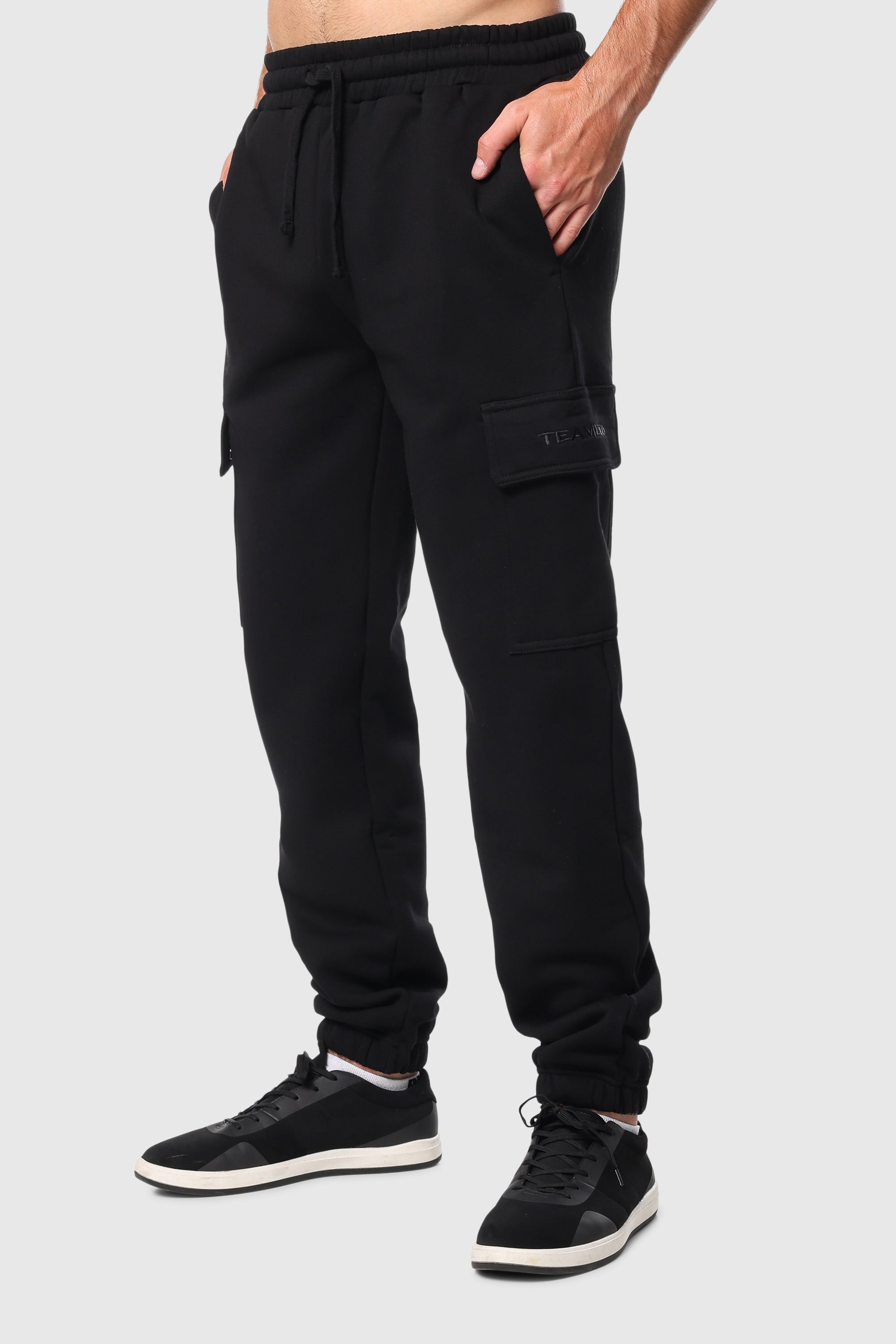 Men's Blackout Cargo Sweatpants - Comfortable Jogger Pants with Multiple Pockets for Outdoor, Workout & Casual Wear
