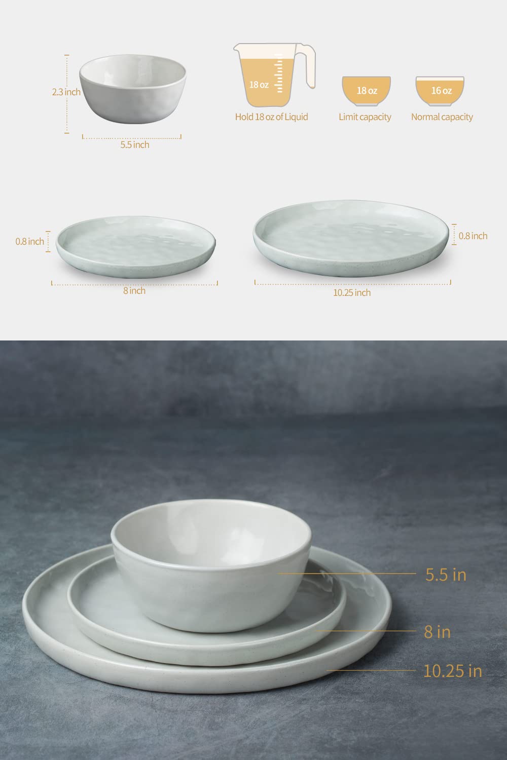 Famiware Mars 12-Piece Dinnerware Set - Plates & Bowls for 4, White Porcelain Tableware | Perfect for Family Dinners, Parties & Everyday Use