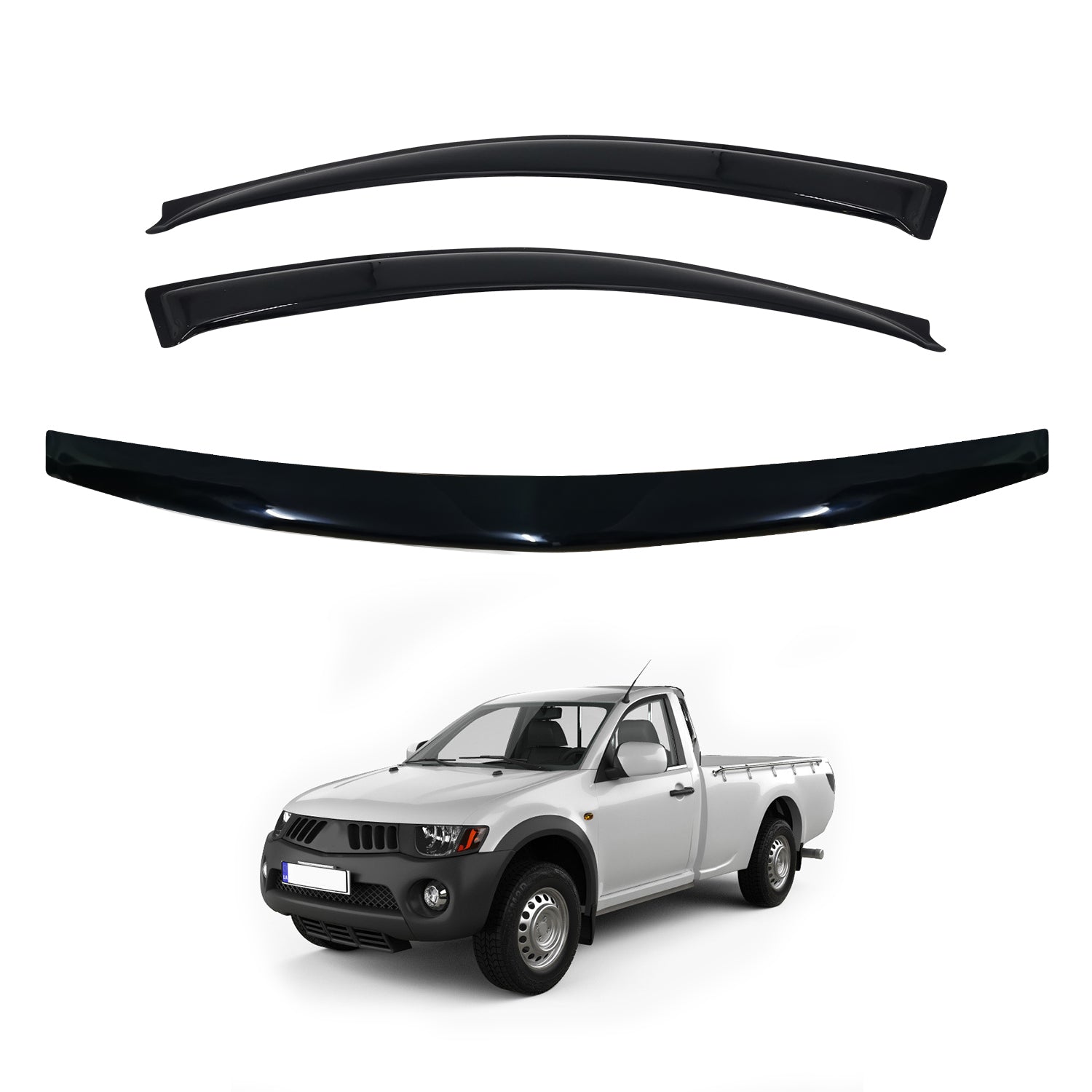 Premium Weather Shields & Bonnet Protector for Mitsubishi Triton Single Cab (2006-2015) | Extended Mirror Coverage | UV Protection & Rain Guard for All-Weather Driving