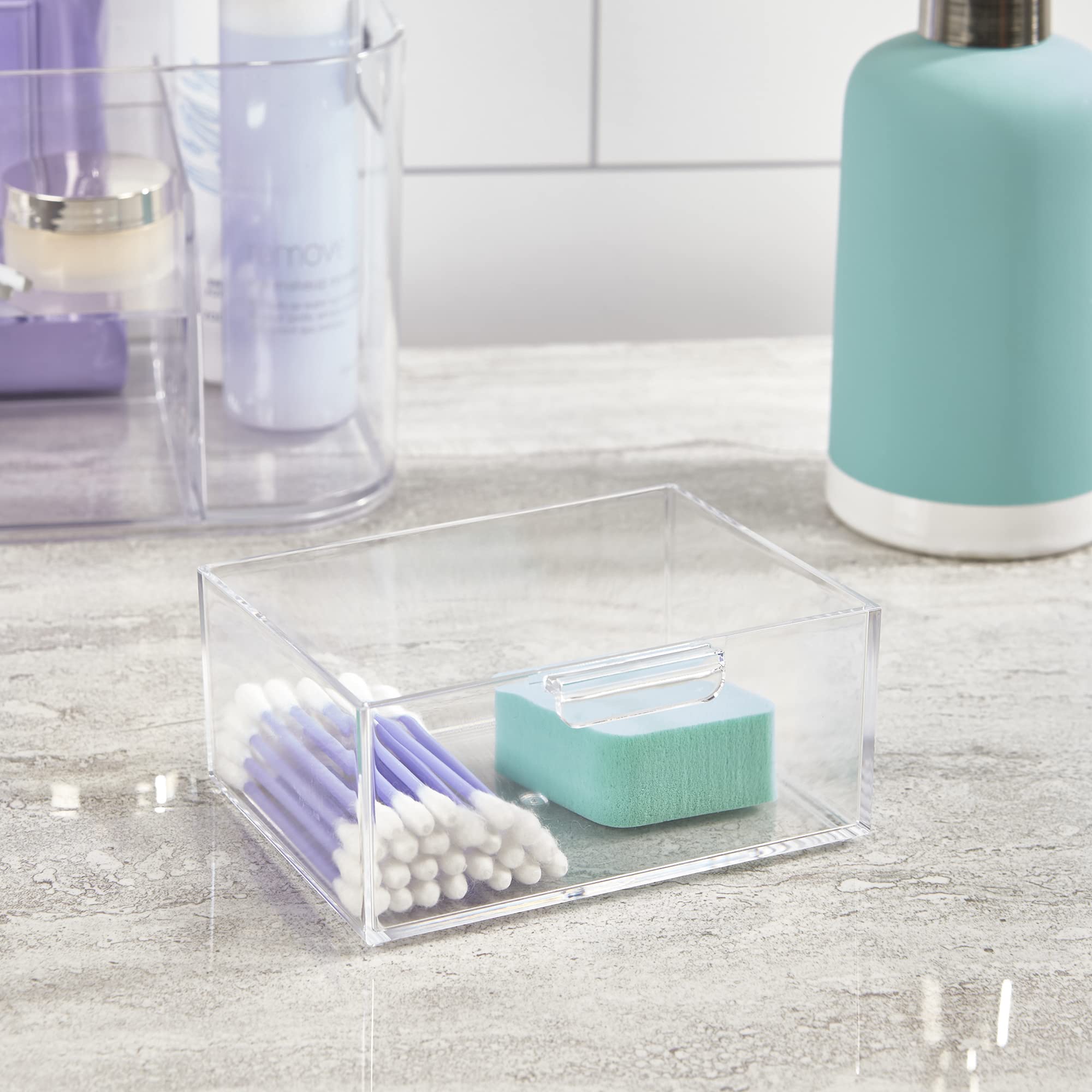 STORi Bliss Clear Makeup Organizer for Countertop - 3-Tier Cosmetic Storage with Brush Holder & Nail Polish Organizer | Bathroom Vanity Organizer | Made in USA | Perfect for Makeup Lovers & Beauty Professionals