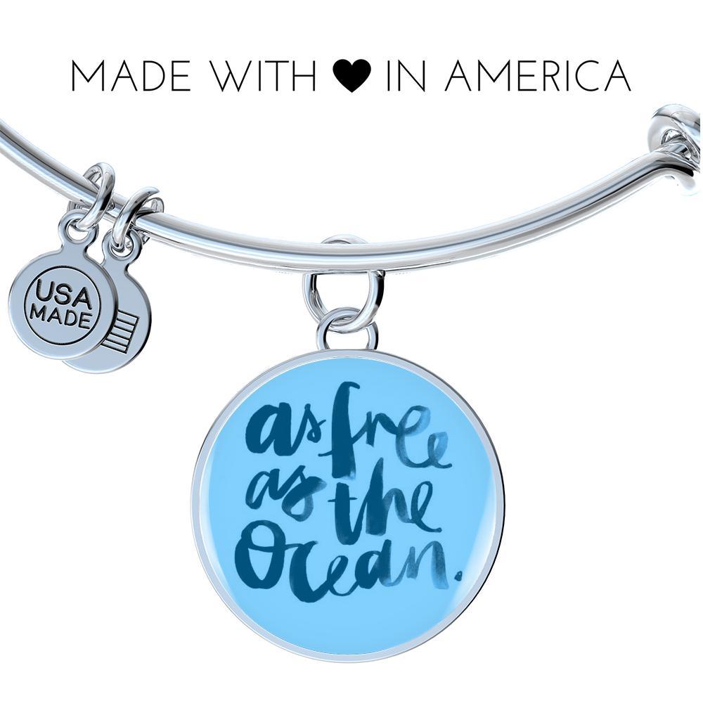 Free As The Ocean Bangle Bracelet - Stylish Adjustable Boho Beach Jewelry for Women, Perfect for Summer Vacations & Beach Parties
