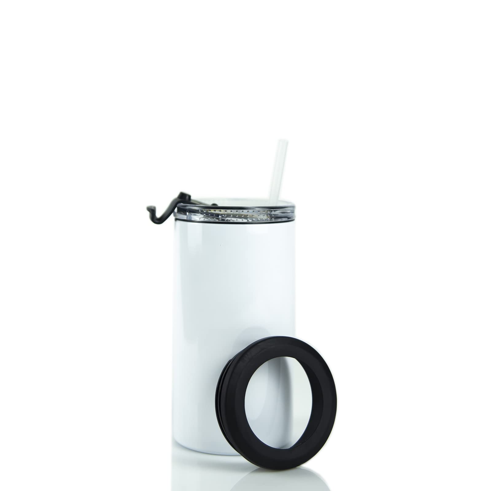 4-in-1 Sublimation Can Cooler (25 Pack) - Insulated Stainless Steel Beer Can, Skinny Can, Bottle & 14oz Tumbler Cooler with Extra Lid & Straw - Perfect for Parties, BBQs, Outdoor Events & Personalized Gifts