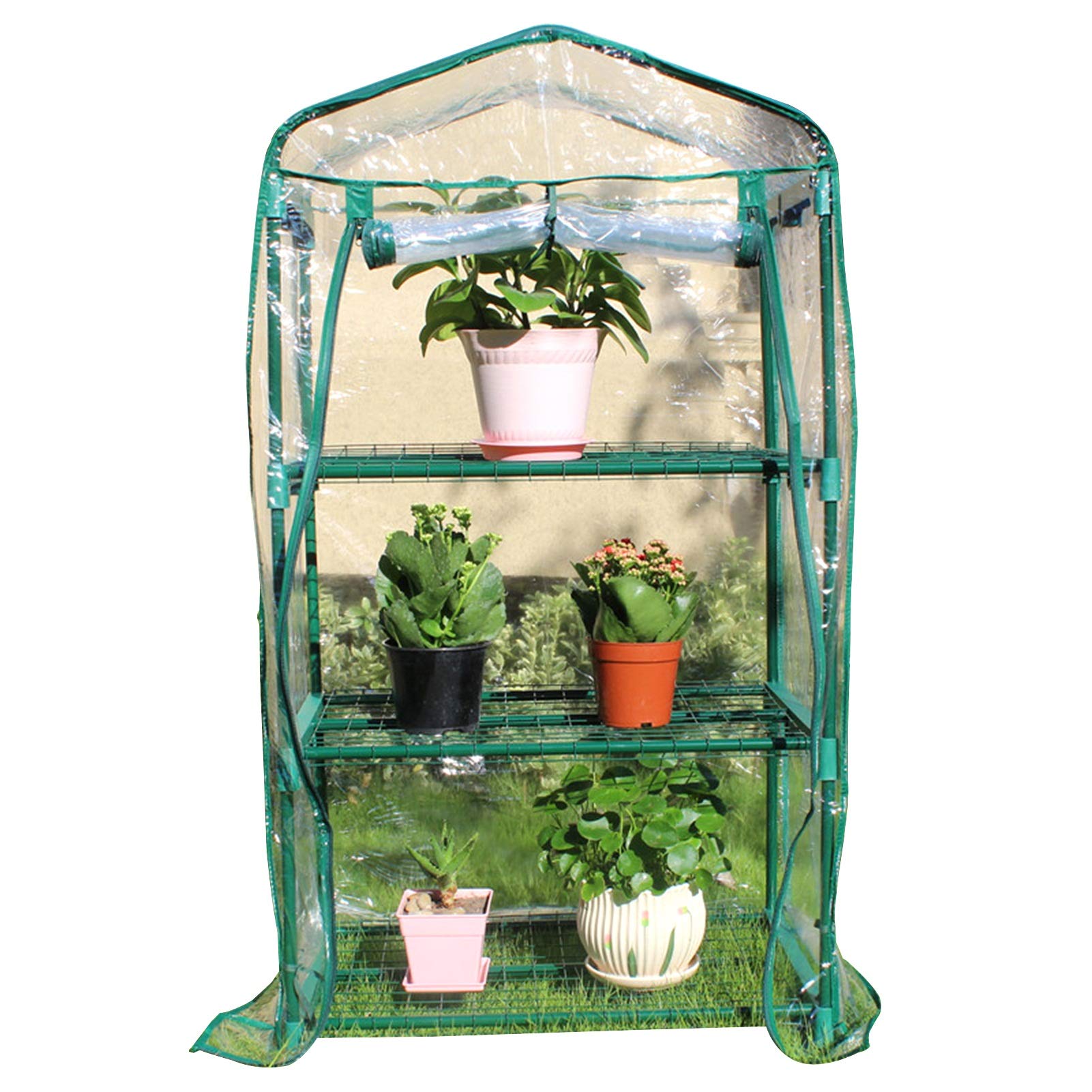 ERLAN Mini Greenhouse with Wheels - 3-Tier Portable Transparent Hot House for Indoor & Outdoor Plants, Garden & Patio Use | Easy Zipper Opening | Perfect for Seedlings, Herbs & Flower Growing