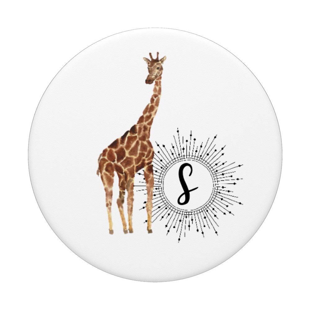 Personalized Giraffe Monogram Letter S PopSockets Phone Grip & Stand - Cute Gift for iPhone, Samsung, iPad - Perfect for Travel, Work & Daily Use