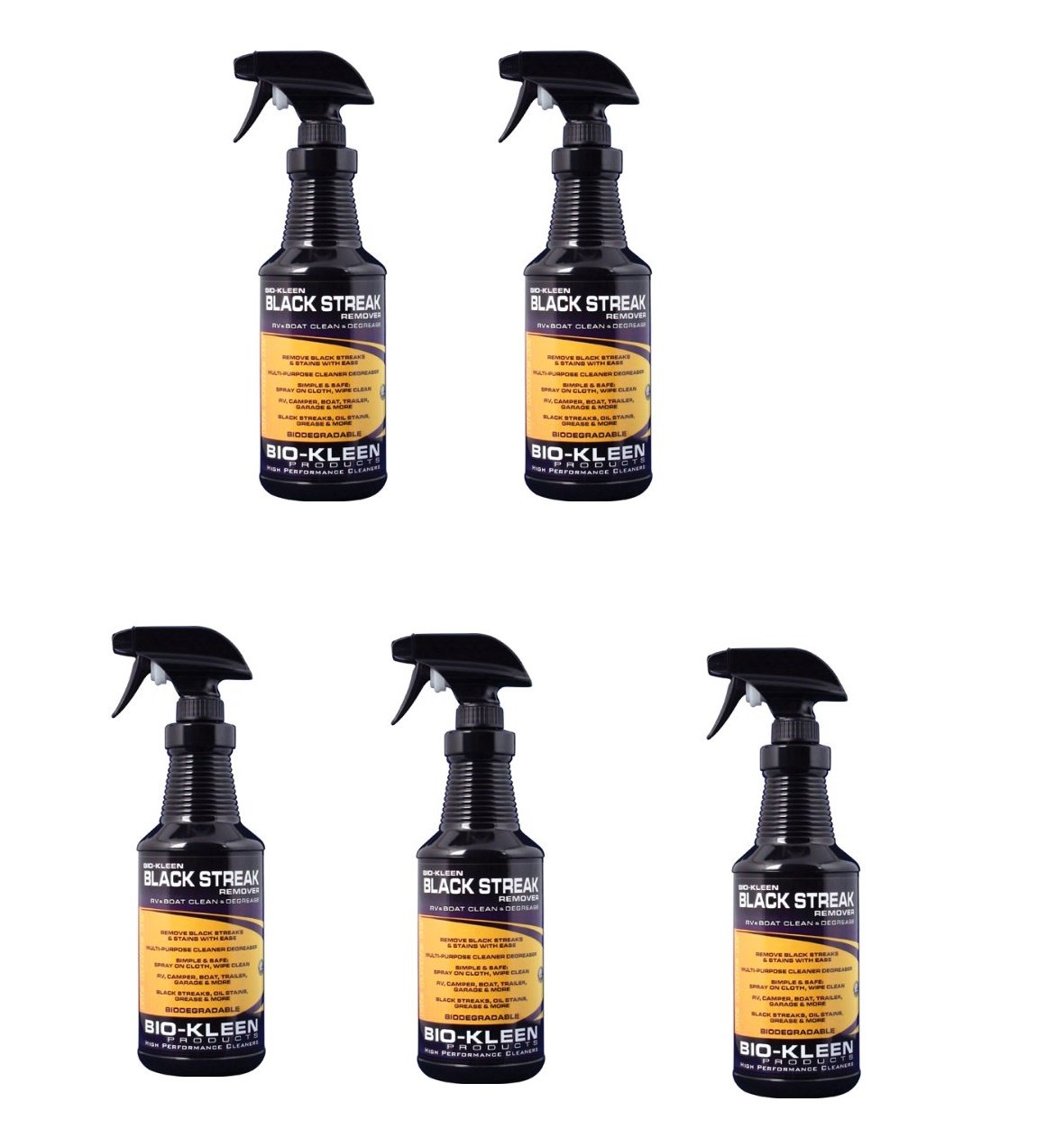 Bio-Kleen M00507 Black Streak Remover for Boats, RVs & Cars - 32 oz (5-Pack) - Powerful Marine & Vehicle Cleaner for Tough Stains & Water Spots