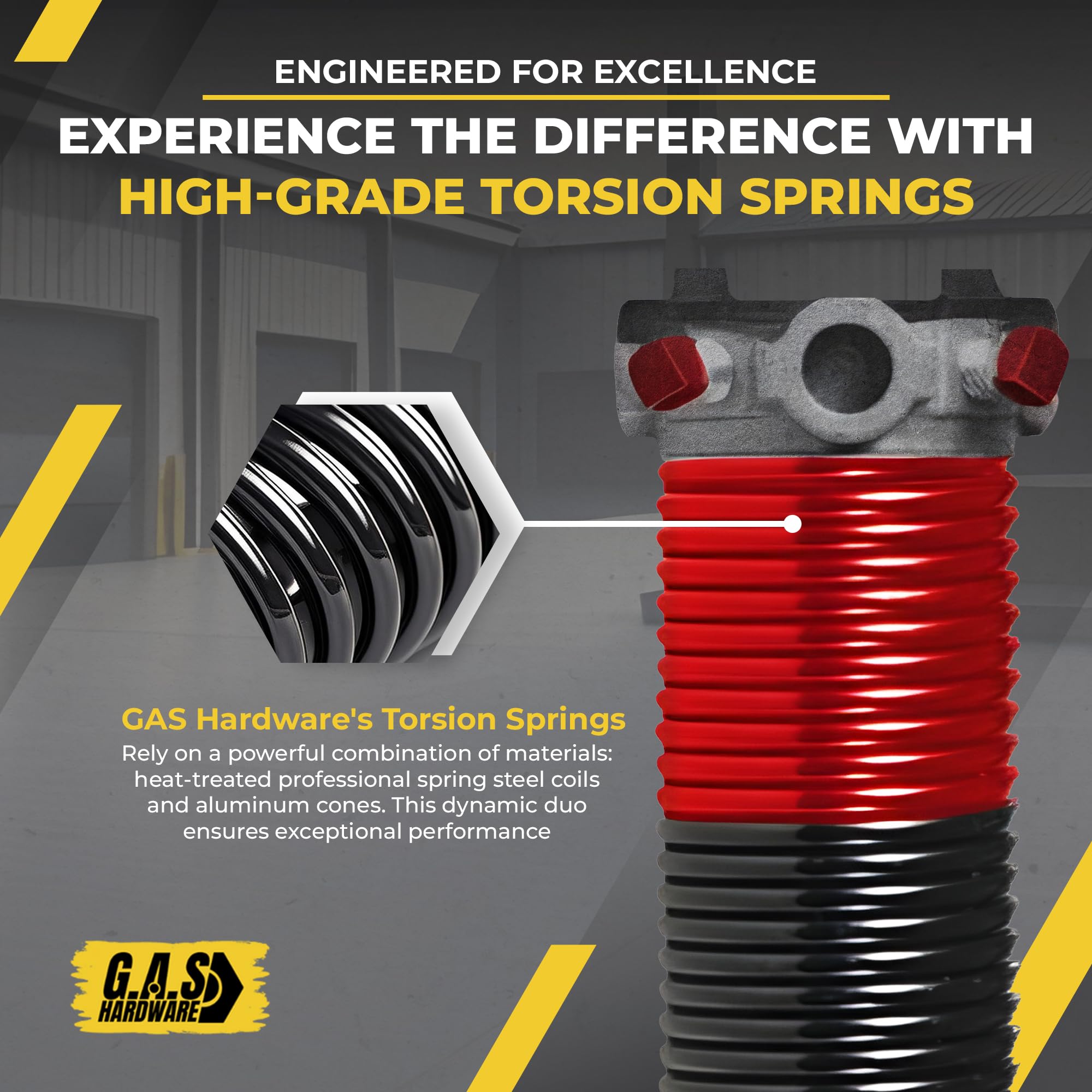 Garage Door Torsion Spring 225x2x27 - Left & Right Side Replacement Springs with E-Coating | 30,000+ Cycles & 5-Year Warranty | Perfect for DIY Garage Door Repair & Maintenance