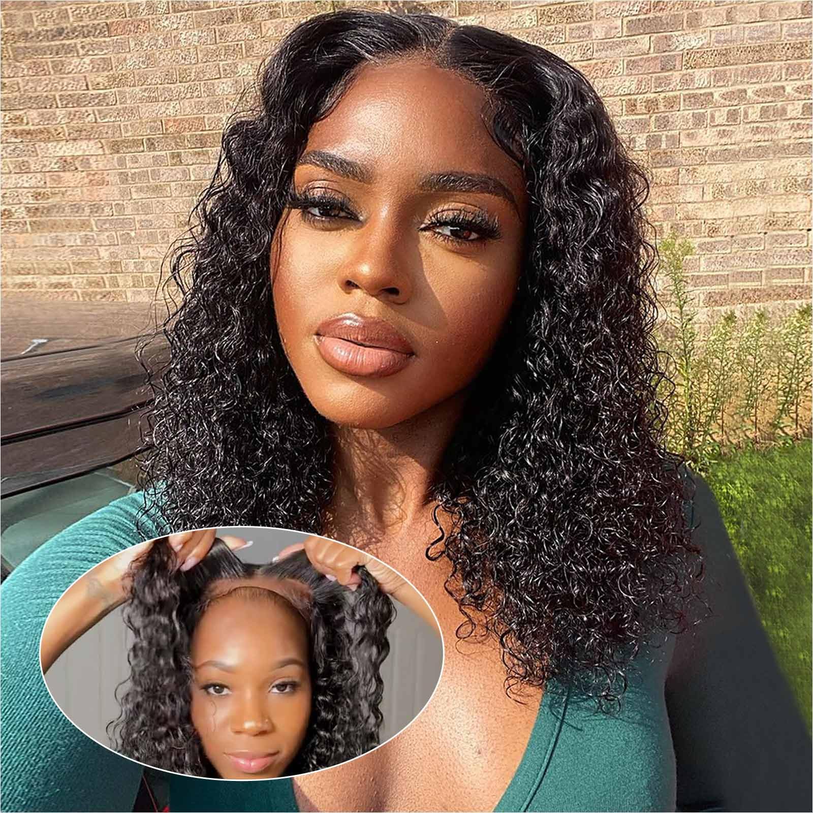 5x5 HD Lace Closure Curly Bob Wig - Glueless Human Hair with Pre Plucked & Pre Cut | Short Jerry Curl Wig 200 Density 14 Inch for Black Women | Perfect for Daily Wear, Parties & Protective Styling