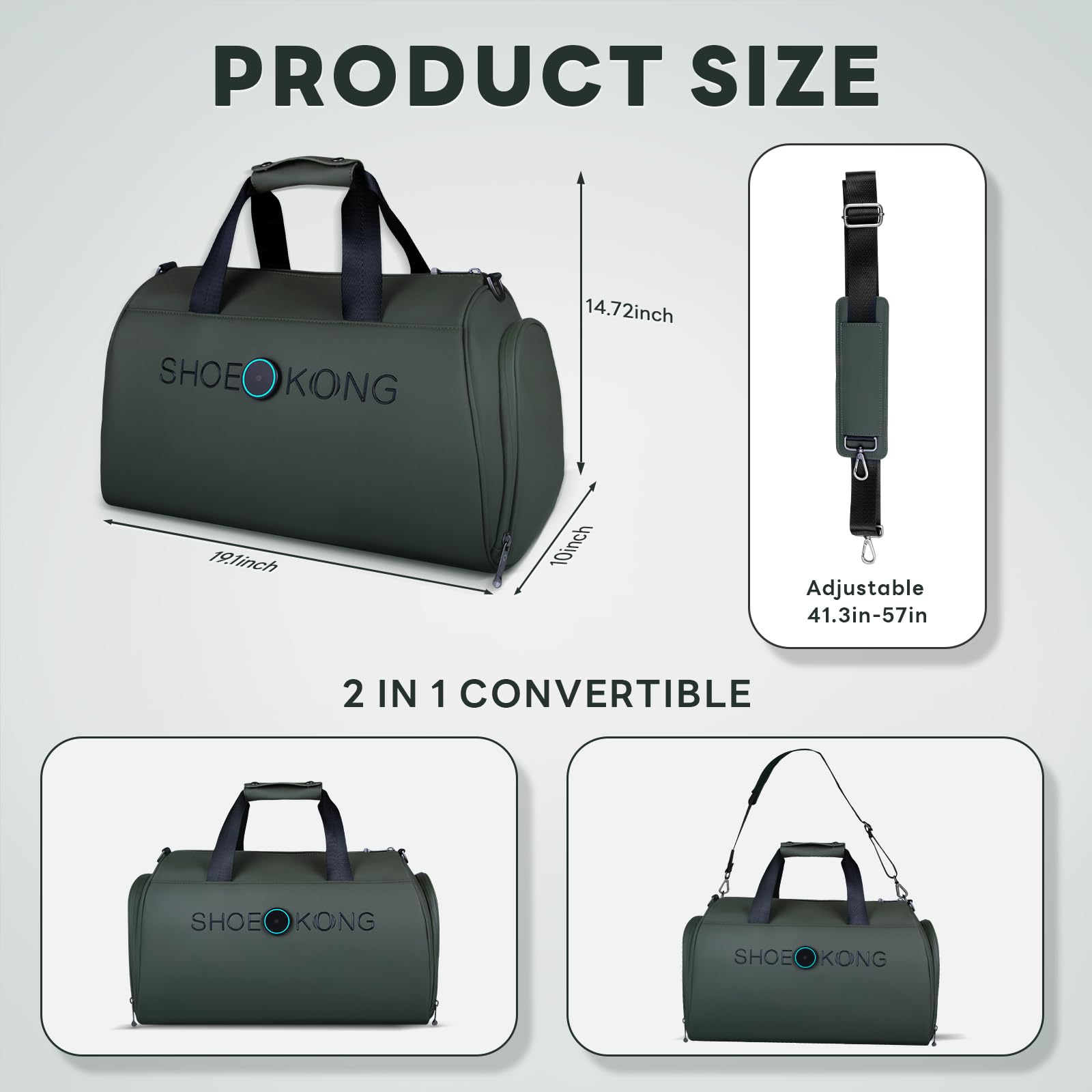 Smart Gym Bag 21L with Interior LED Lighting & Waterproof Design - Separate Shoe Compartment for Sports, Swimming, Fitness & Boxing - Perfect for Gym, Travel & Outdoor Activities