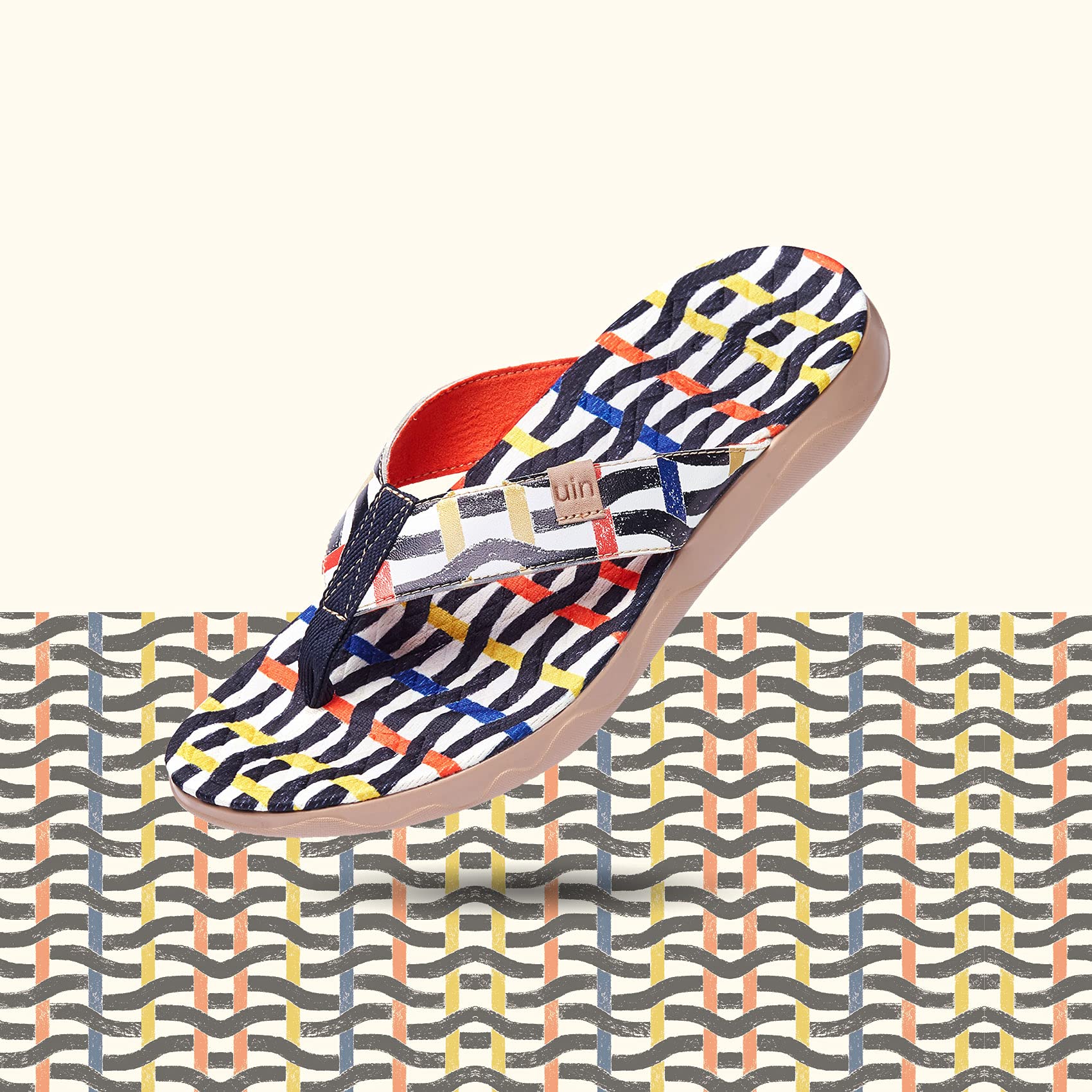 UIN Men's Flip Flops - Comfortable Beach Sandals with Artistic Painting Design | Summer Casual Thong Slippers for Travel, Poolside & Outdoor Activities
