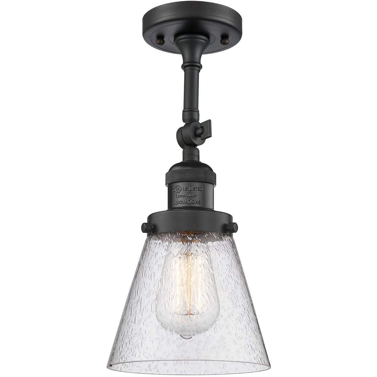 Innovations 201F-BK-G64-LED Matte Black Semi-Flush Mount Ceiling Light Fixture - Energy Efficient LED Lighting for Bedroom, Hallway & Kitchen