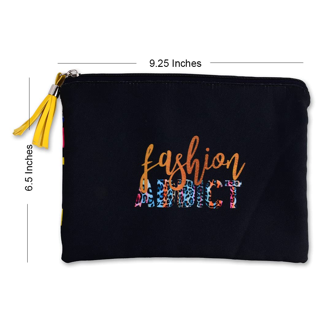 Stylish Doodle Cosmetic Bag for Women - Portable Makeup Pouch & Travel Toiletry Organizer (Fashion Addict) - Perfect for Travel, Gym, and Daily Essentials Storage
