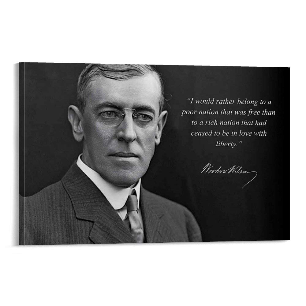 Woodrow Wilson Portrait Canvas Wall Art - 24x36 inch (60x90cm) Historical Photo Poster for Living Room & Bedroom Decor - Vintage Political Painting for Home Office & Study Room