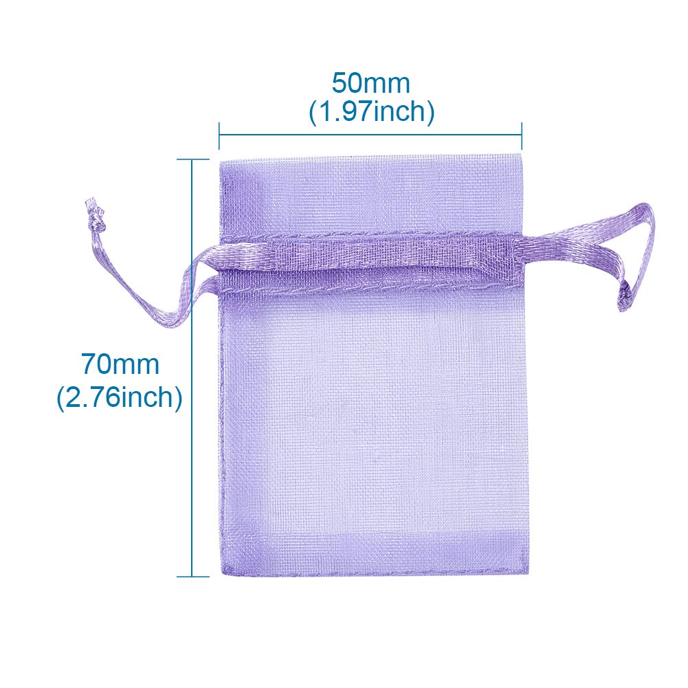 100 Pack Purple Organza Gift Bags 7x5cm - Satin Drawstring Pouches for Candy, Jewelry, Party Favors & Wedding Gifts | Elegant Packaging for Special Occasions