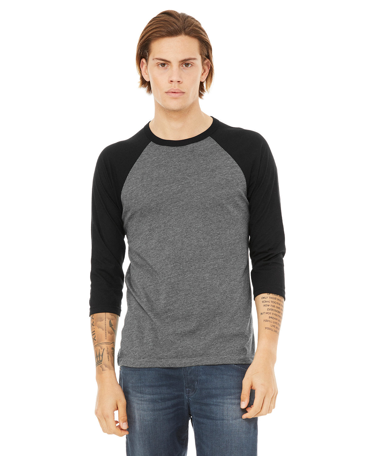 Bella + Canvas 3200 Unisex 3/4 Sleeve Baseball T-Shirt - Soft Cotton Jersey Tee for Men & Women - Perfect for Casual Wear, Sports & Team Uniforms