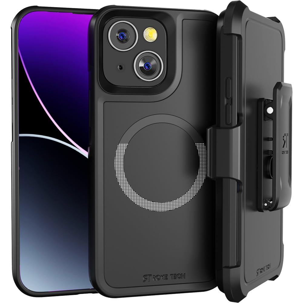 **Shockproof iPhone 15 Plus Case with Belt Clip & MagSafe Charging - Dual Layer Protective Phone Cover for Apple iPhone 15 Plus (2023) - Black - Perfect for Outdoor, Work & Travel**