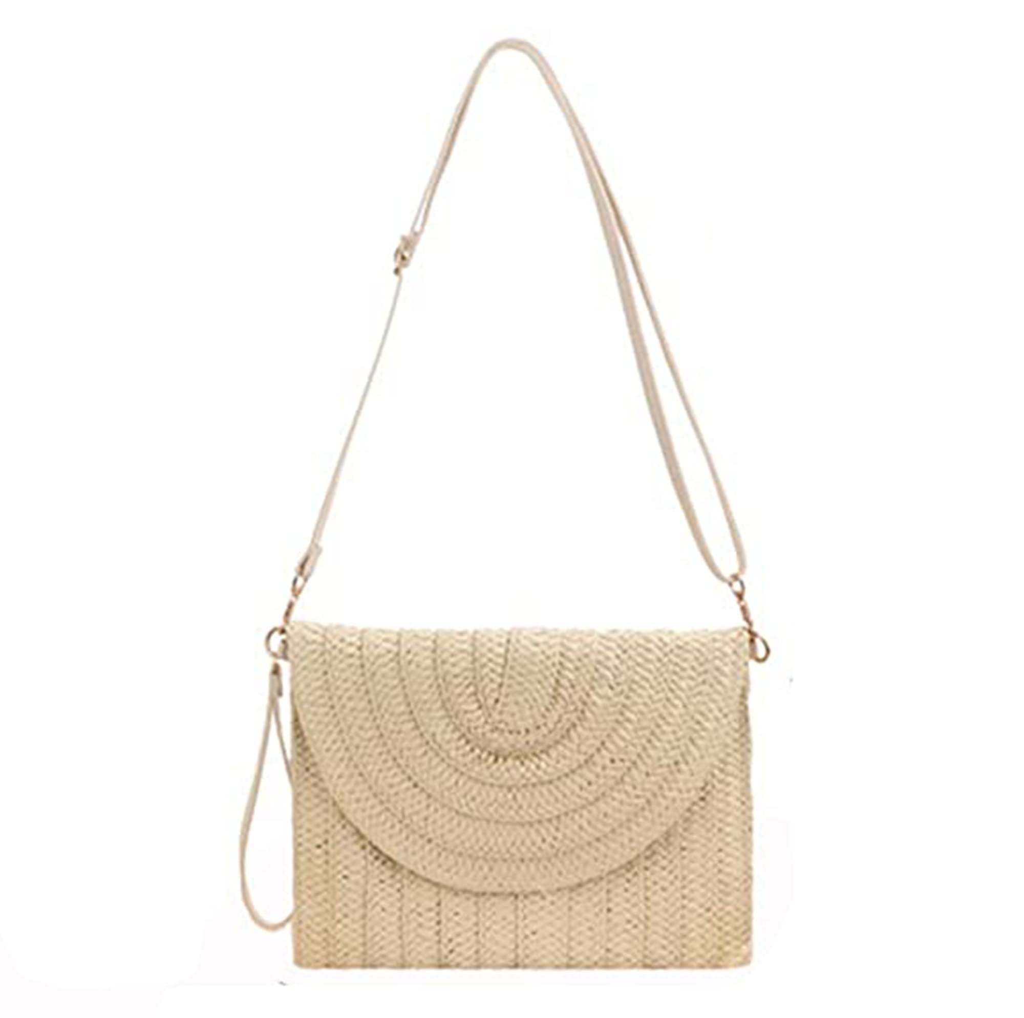 Eco-Friendly Straw Shoulder Bag for Women - Beach Tote, Crossbody Clutch, Casual Purse & Wallet - Perfect for Summer Vacations, Pool Parties, and Boho Fashion Accessories