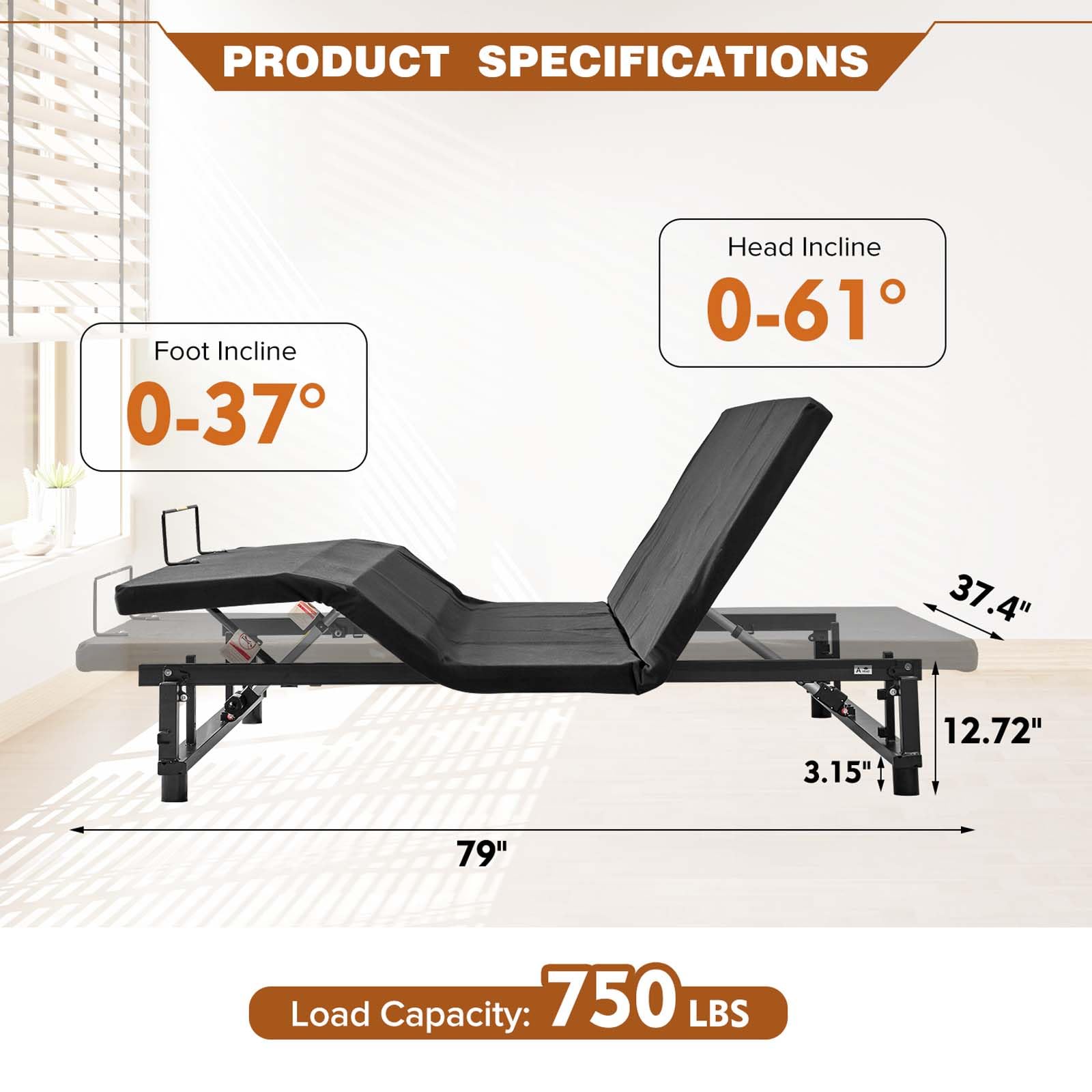 **Twin XL Adjustable Bed Frame with Wireless Remote - Quiet Motor, Zero Gravity & Ergonomic Design - Smart Electric Bed Base for Home, Office, or Guest Room Use**