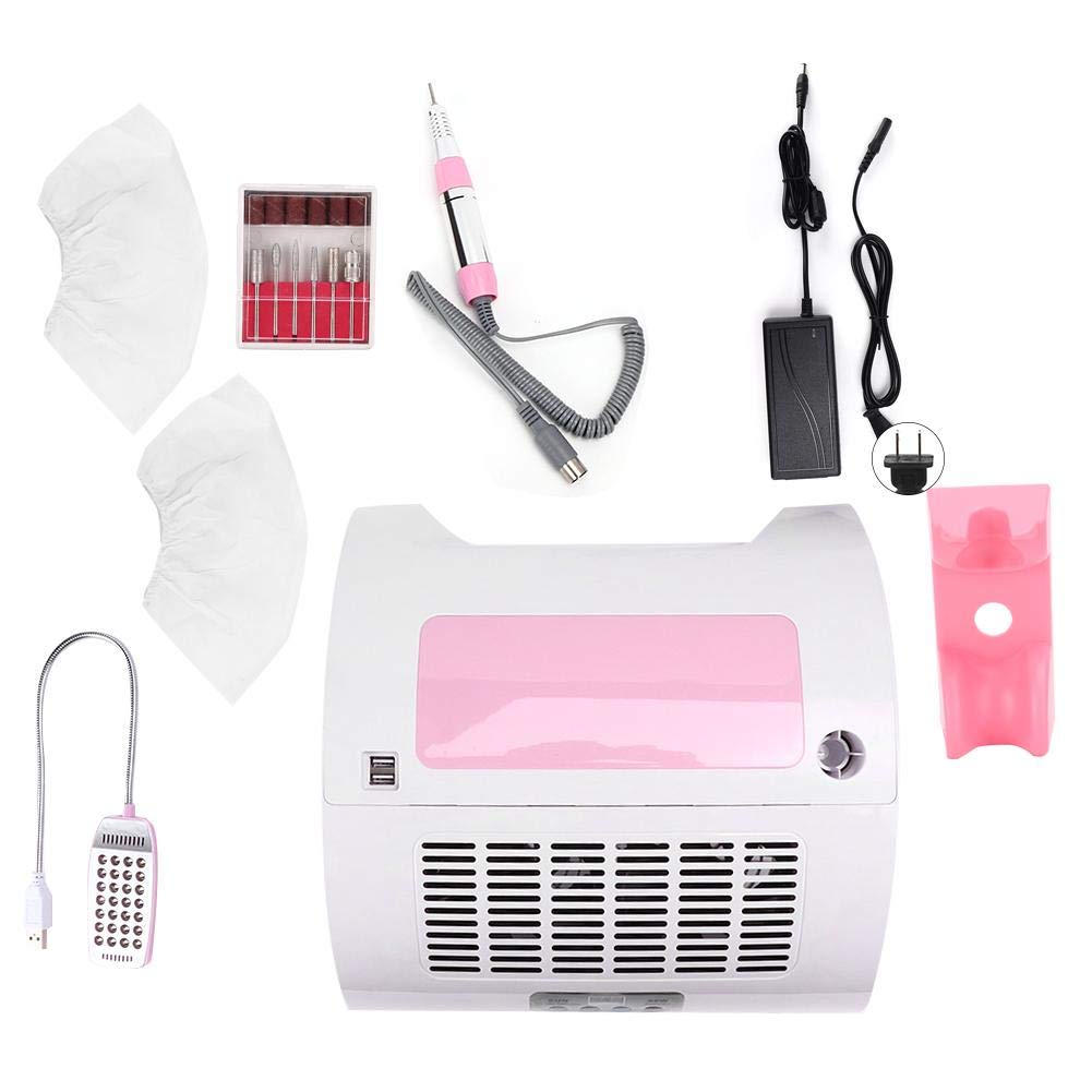 5 in 1 Nail Dust Collector with Drill - 60W Multi-Functional Nail Grinding Machine, Cleaner, Manicure Light & Hand Rest Pillow for Salon & Home Manicure Pedicure | Perfect for Nail Salons, DIY Nail Art & Professional At-Home Grooming (US)