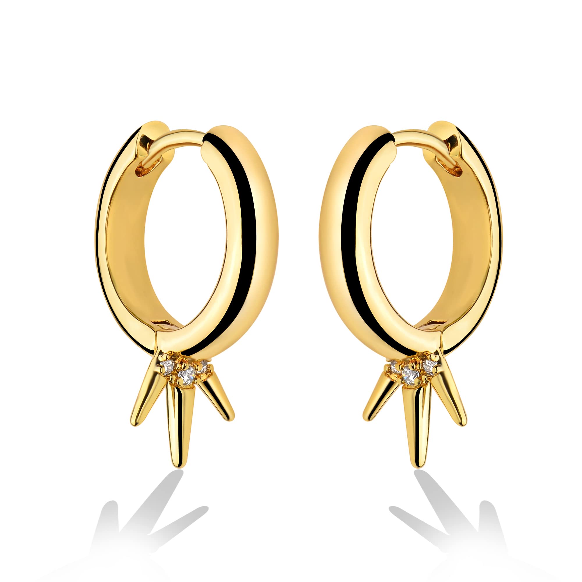 14K Gold Plated Chunky Hoop Earrings for Women - Hypoallergenic Huggie Hoops, Polished Gold Jewelry Gift for Everyday Wear & Special Occasions