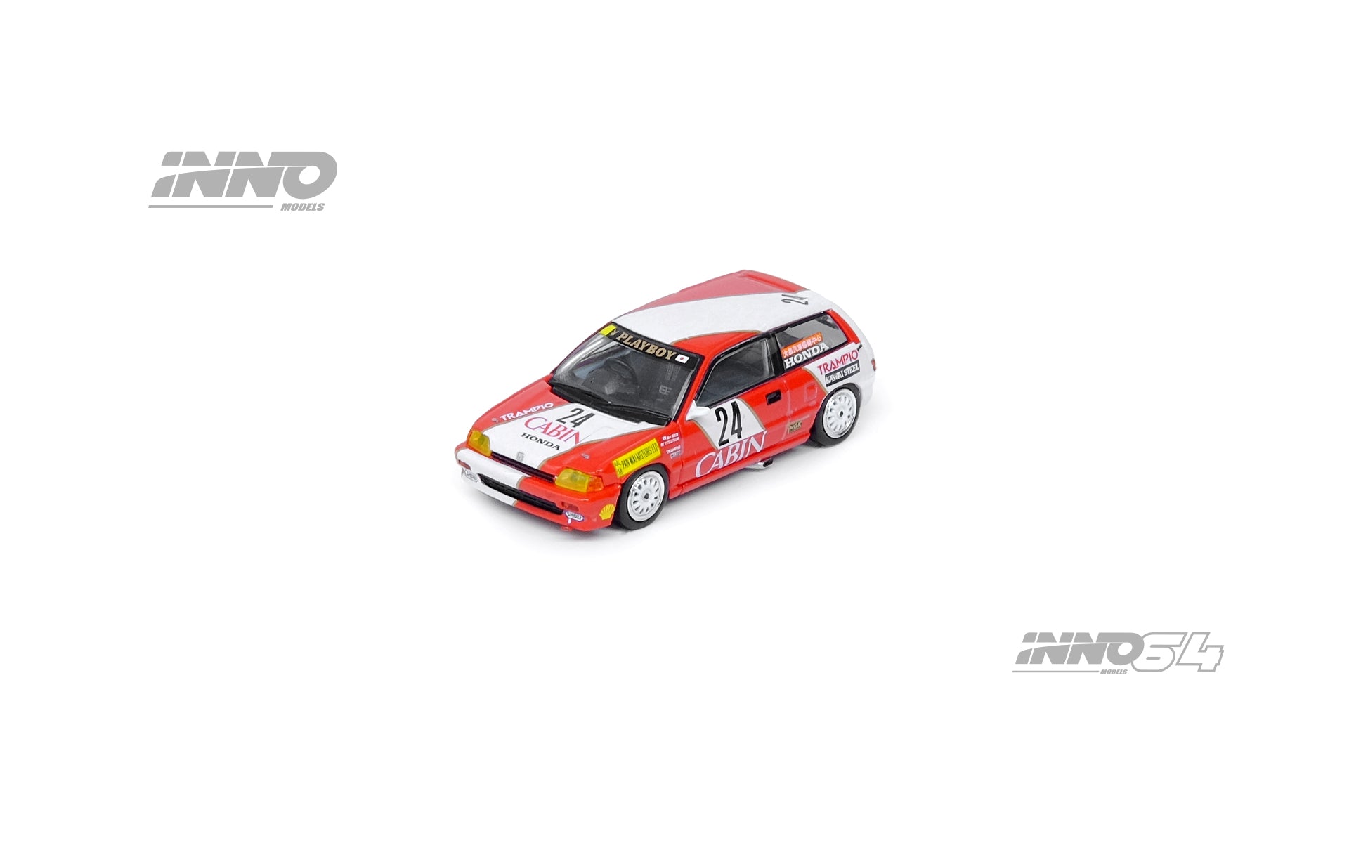 INNO Models 1:64 Scale Diecast Honda Civic Si E AT #24 Macau Guia Race 1988 2nd Place 1600cc Class Tomohiko Tsutmi - Collectible Car Model for Display, Racing Enthusiasts & Diecast Collectors