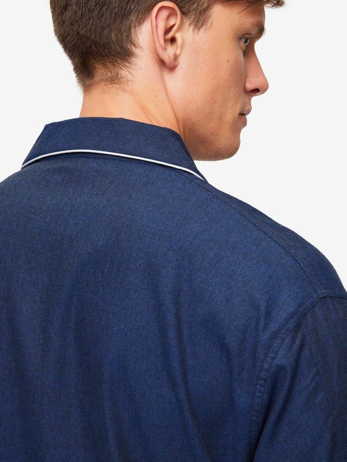 DEREK ROSE Balmoral Brushed Cotton Pajamas for Men - Soft & Comfortable Sleepwear Set, Navy Blue - Perfect for Lounging, Relaxing & Nighttime Comfort