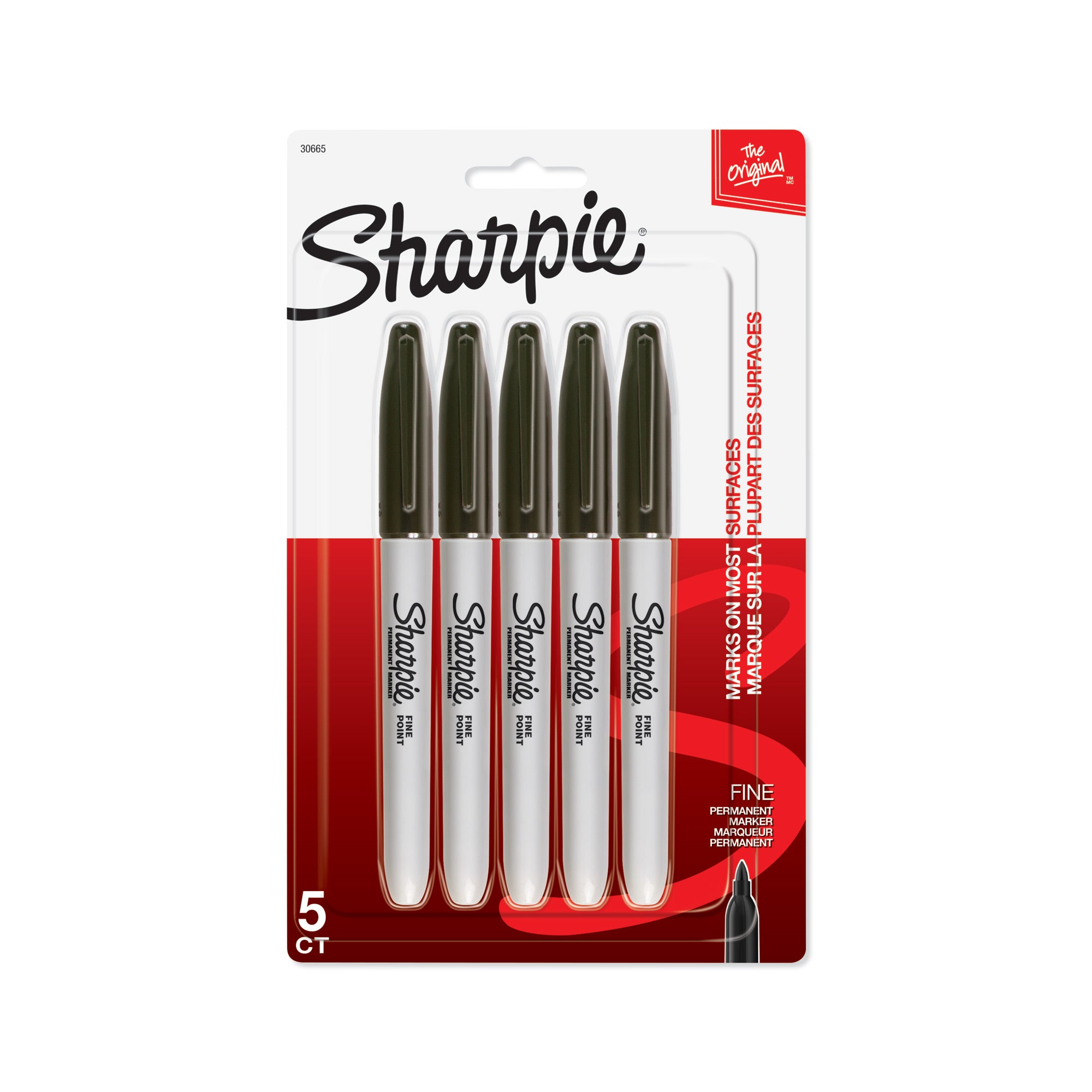 5 Pack Fine Tip Permanent Markers - Black Ink, Quick-Drying, Waterproof & Fade-Resistant for Office, School, Art Projects & DIY Crafts