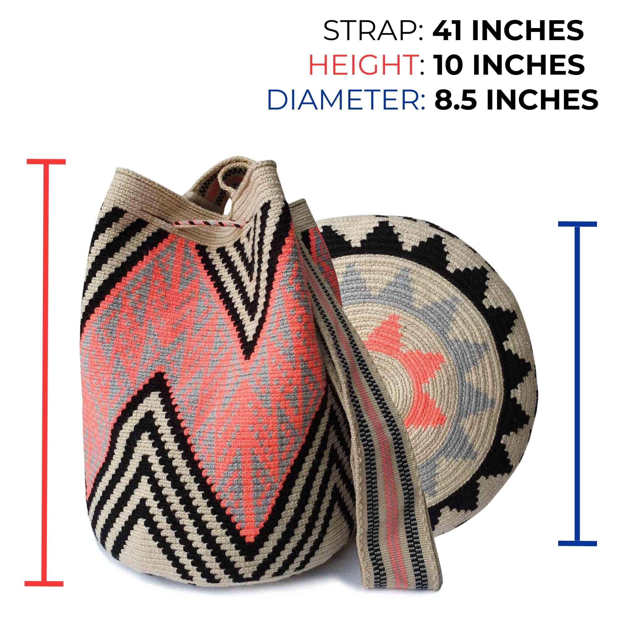Fairtrade Handmade Wayuu Bag - Authentic Colombian Mochila Crossbody Purse | Large Crochet Shoulder Bag | Ethically Sourced Woven Accessory (Ibiris Design) - Perfect for Beach, Travel & Boho Fashion