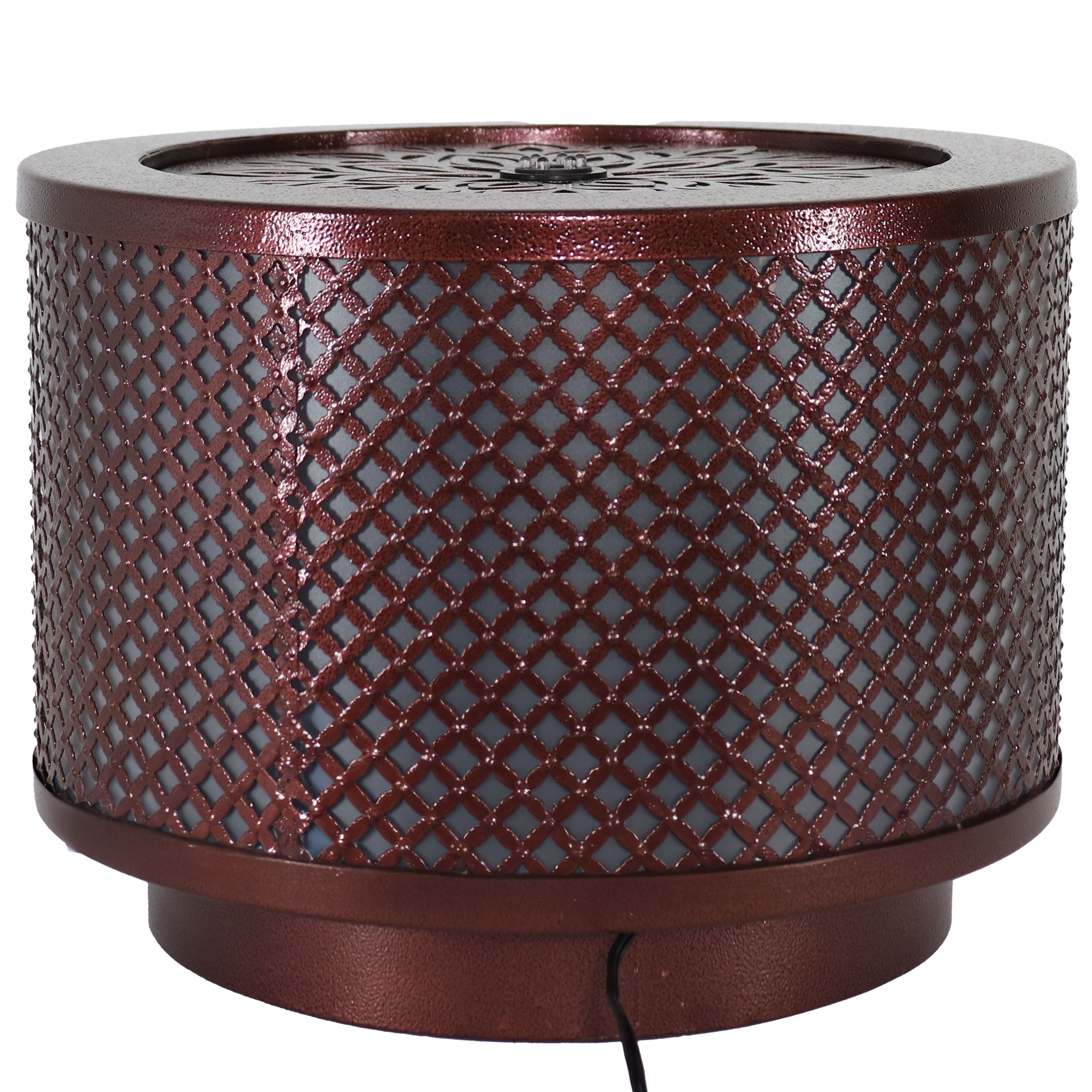 Sunnydaze Repeating Diamond Cylinder Iron Outdoor Water Fountain - 11.75 Inch Garden Decor for Patio, Yard & Landscape | Relaxing Water Feature for Outdoor Spaces
