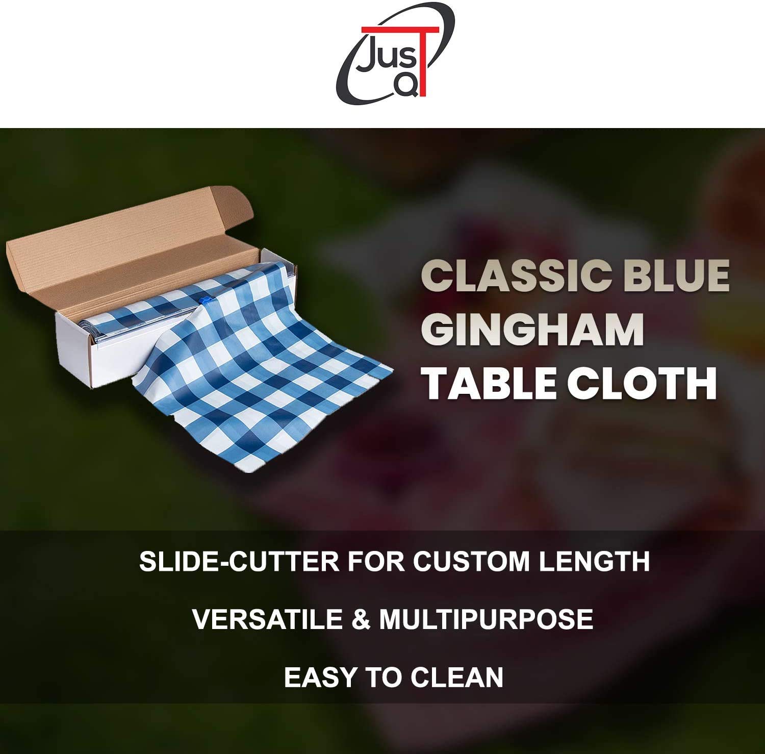 Blue Gingham Checkered Tablecloth - 54