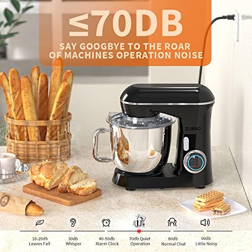 Zurio 6-Quart Stand Mixer - 10-Speed Tilt-Head Electric Kitchen Mixer with Stainless Steel Bowl & Dishwasher-Safe Attachments - Perfect for Baking Cakes, Cookies, Bread & More at Home