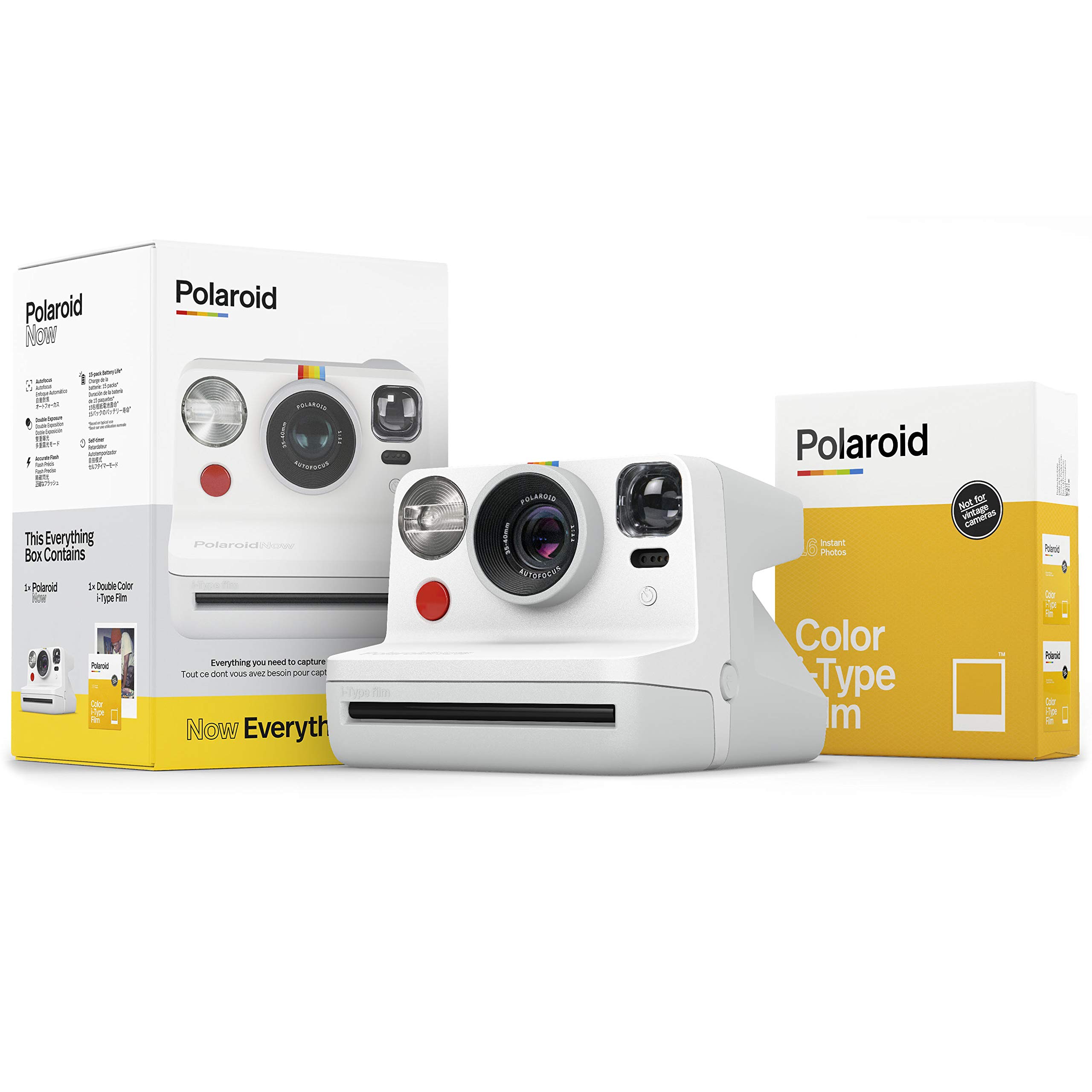 Polaroid Now Instant Camera - White (Model 6025) - Vintage Style Instant Film Camera for Travel, Parties & Home Decor