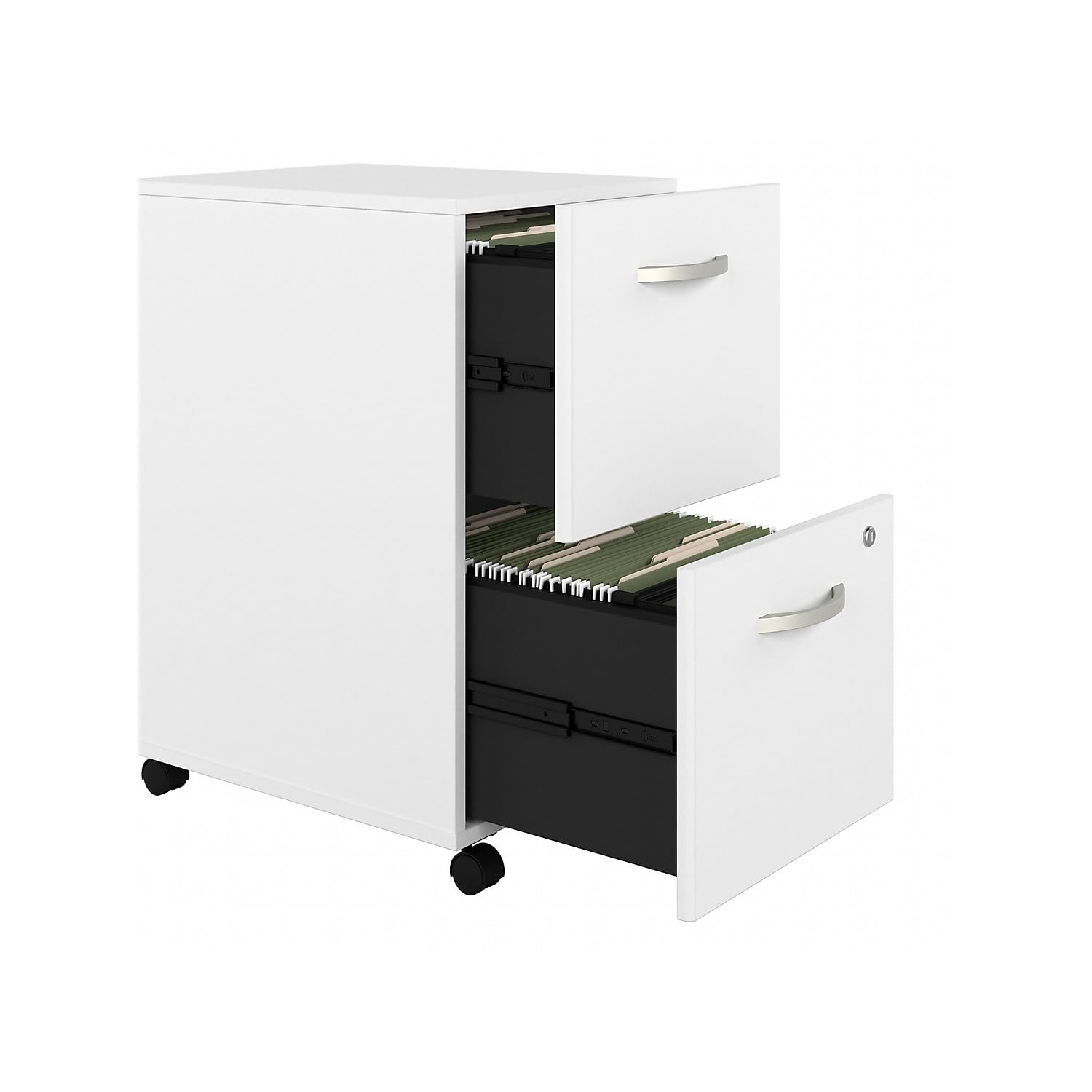 Bush Business Furniture Hybrid 2-Drawer Mobile File Cabinet - White, Assembled for Office Storage & Organization | Perfect for Home Office, Corporate Workspace & Document Filing