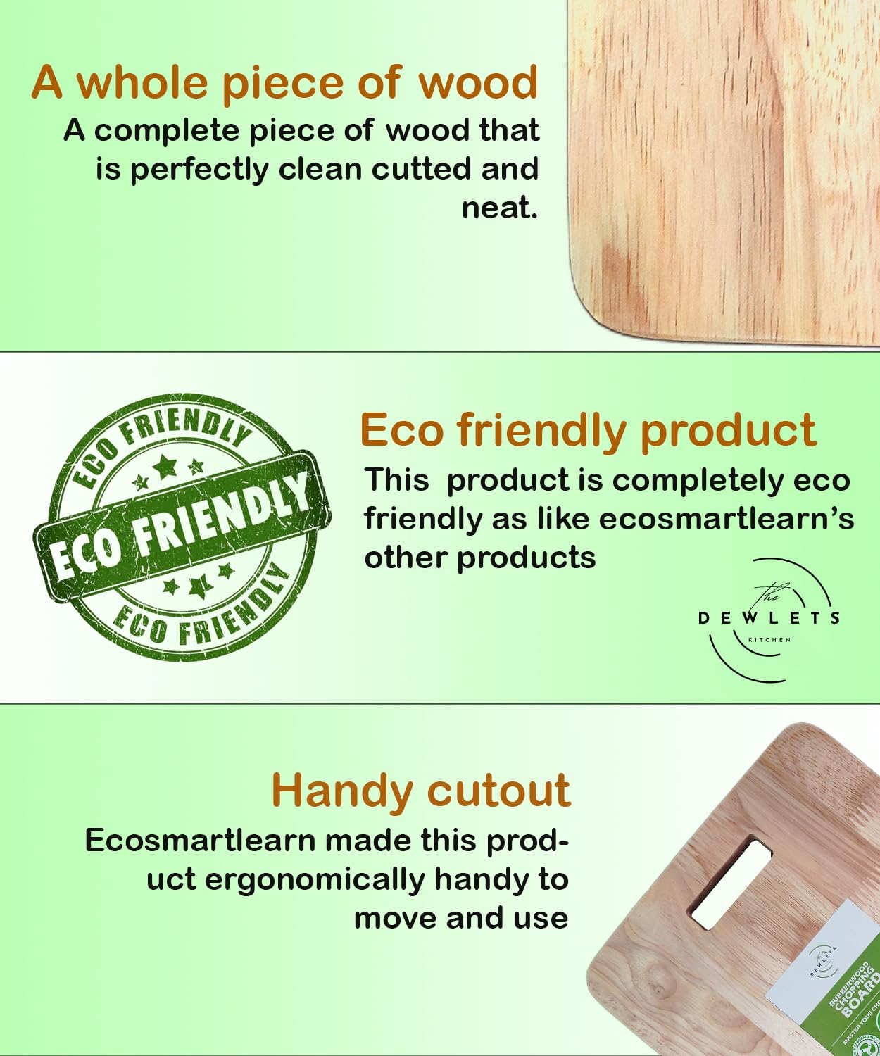 Premium Rubberwood Cutting Board - Durable, Eco-Friendly Kitchen Chopping Board with Non-Slip Base | Knife-Friendly Surface for Meat, Vegetables & Fruits | Perfect for Cooking, Serving & Food Prep - Dewlets Kitchen