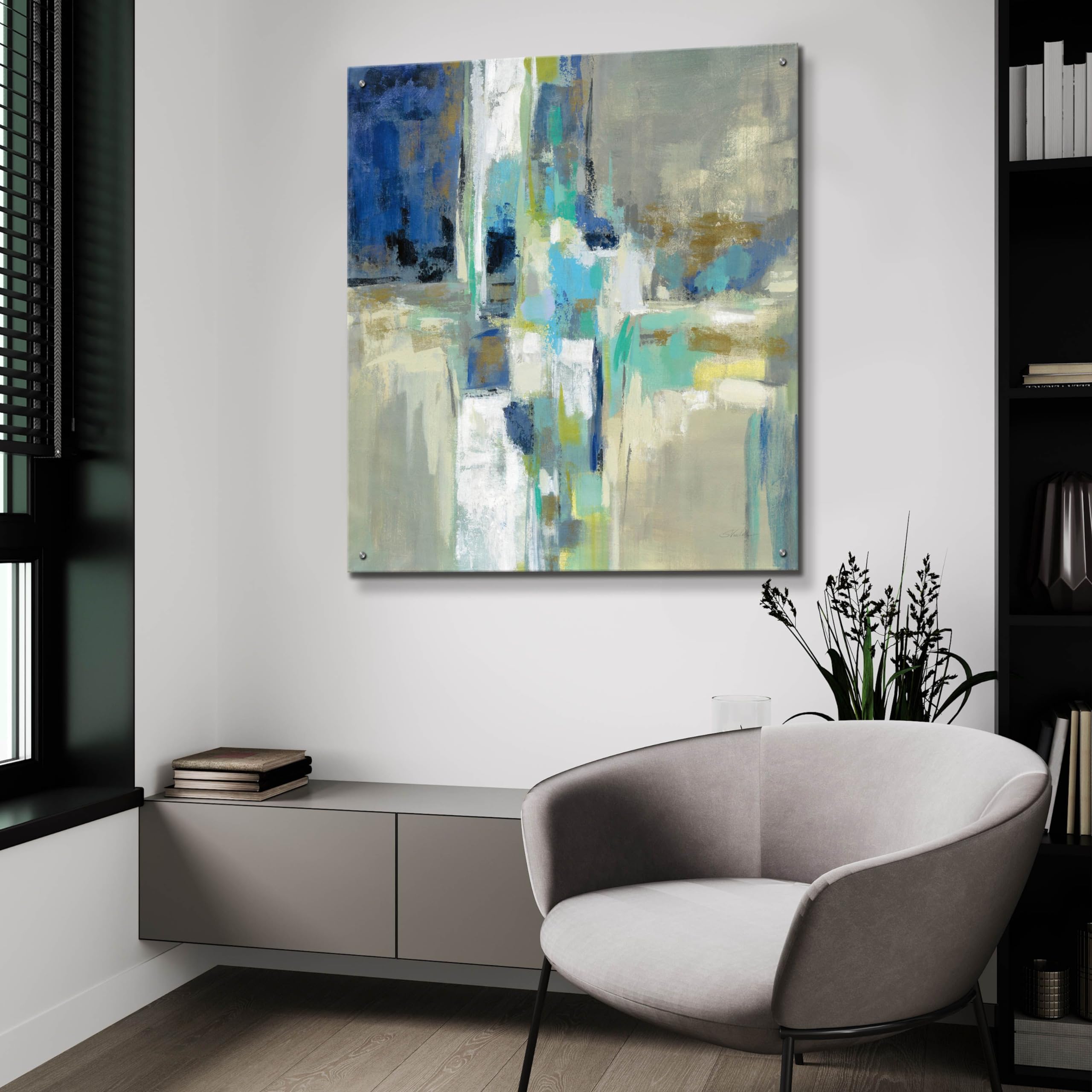 Silvia Vassileva 'Spring Water' Acrylic Glass Wall Art - 36x36 Inch Modern Abstract Painting for Living Room, Bedroom & Office Decor