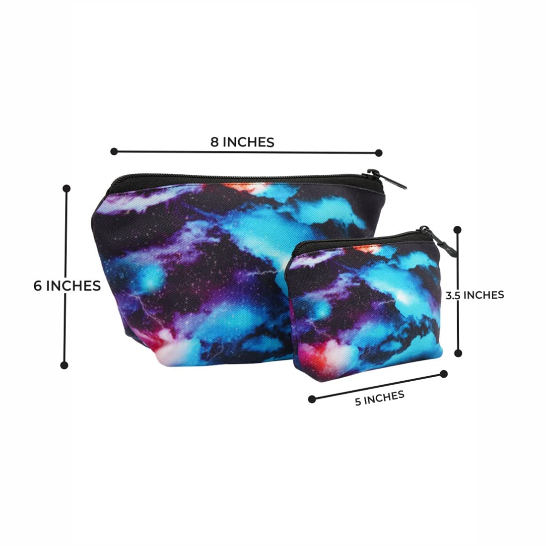 Crazyify Printed Makeup Pouch Set of 2 - Waterproof Cosmetic Bag for Women, Travel Toiletry Organizer, Multi-Purpose Utility Pouch | Perfect for Travel, Gym, Beach & Daily Essentials Storage