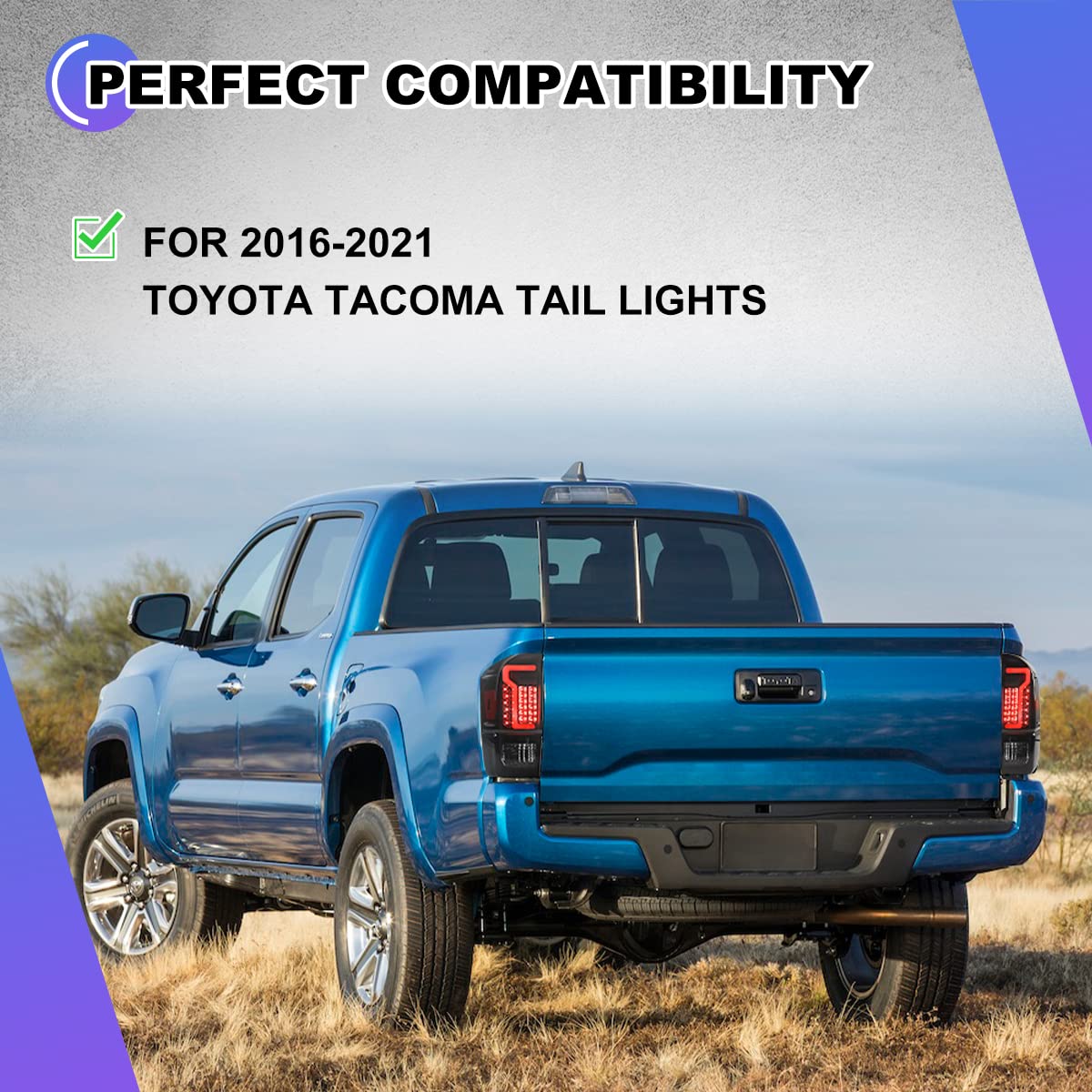 Nixon Offroad LED Tail Light Assembly for 2016-2021 Toyota Tacoma - Smoked Lens Black Housing w/ LED Turn Signal, Running & Brake Lights | Enhanced Visibility & Style for Off-Road Adventures & Night Driving