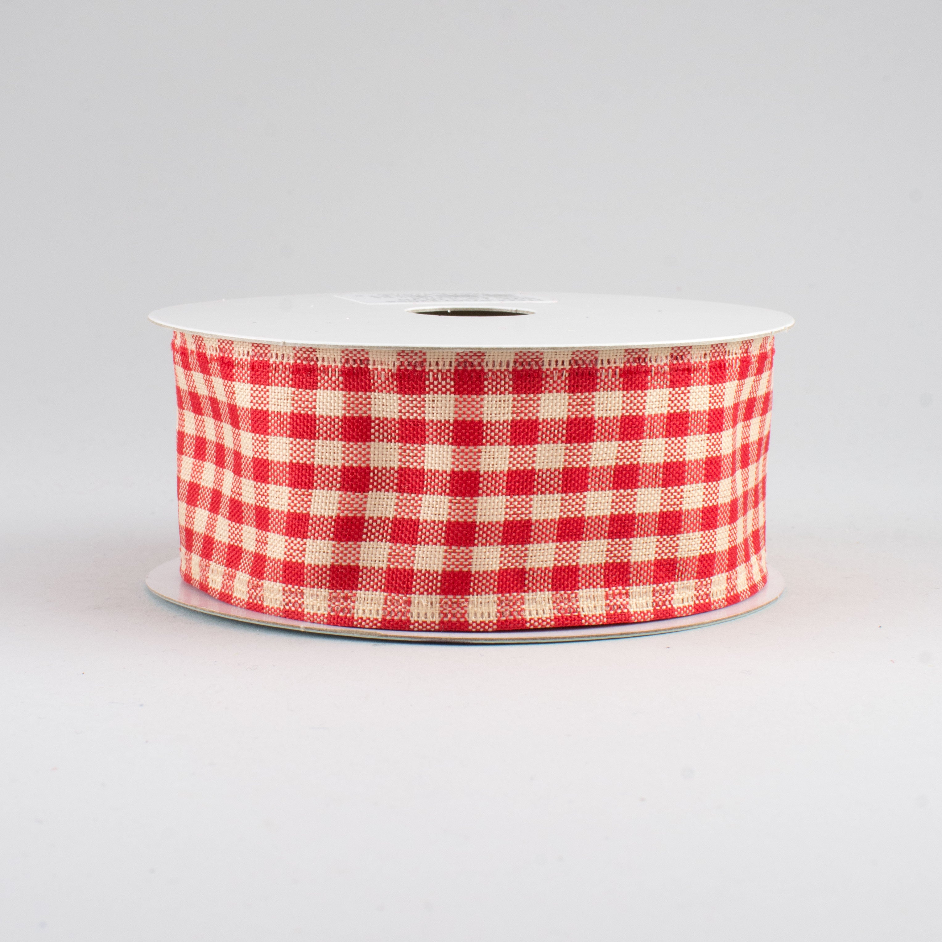 1.5 Inch Primitive Gingham Check Ribbon - Red & Beige Cotton Craft Ribbon (10 Yards) for DIY Gift Wrapping, Scrapbooking, and Home Decor