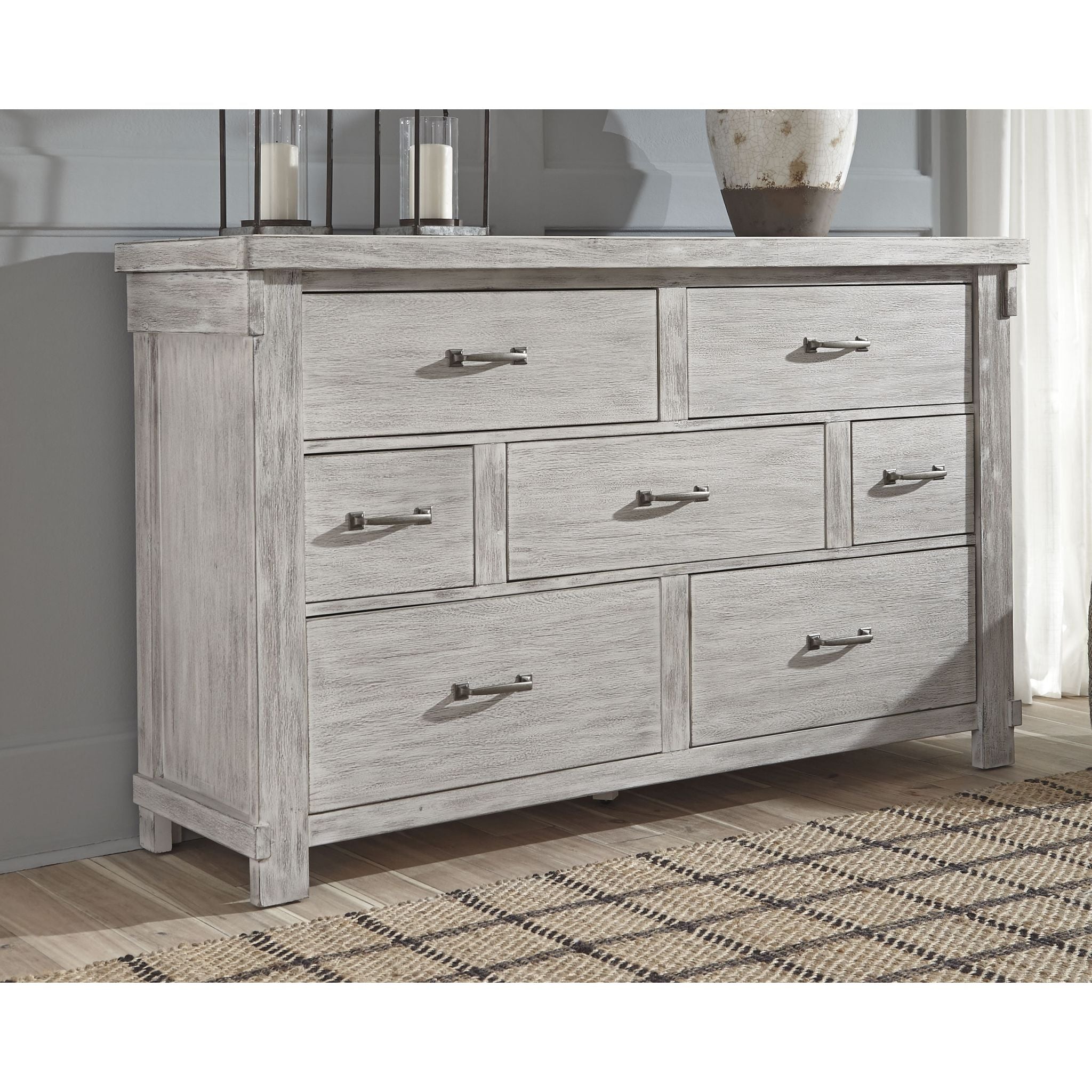 Brashland White Dresser - Modern 6-Drawer Chest for Bedroom & Living Room Storage
