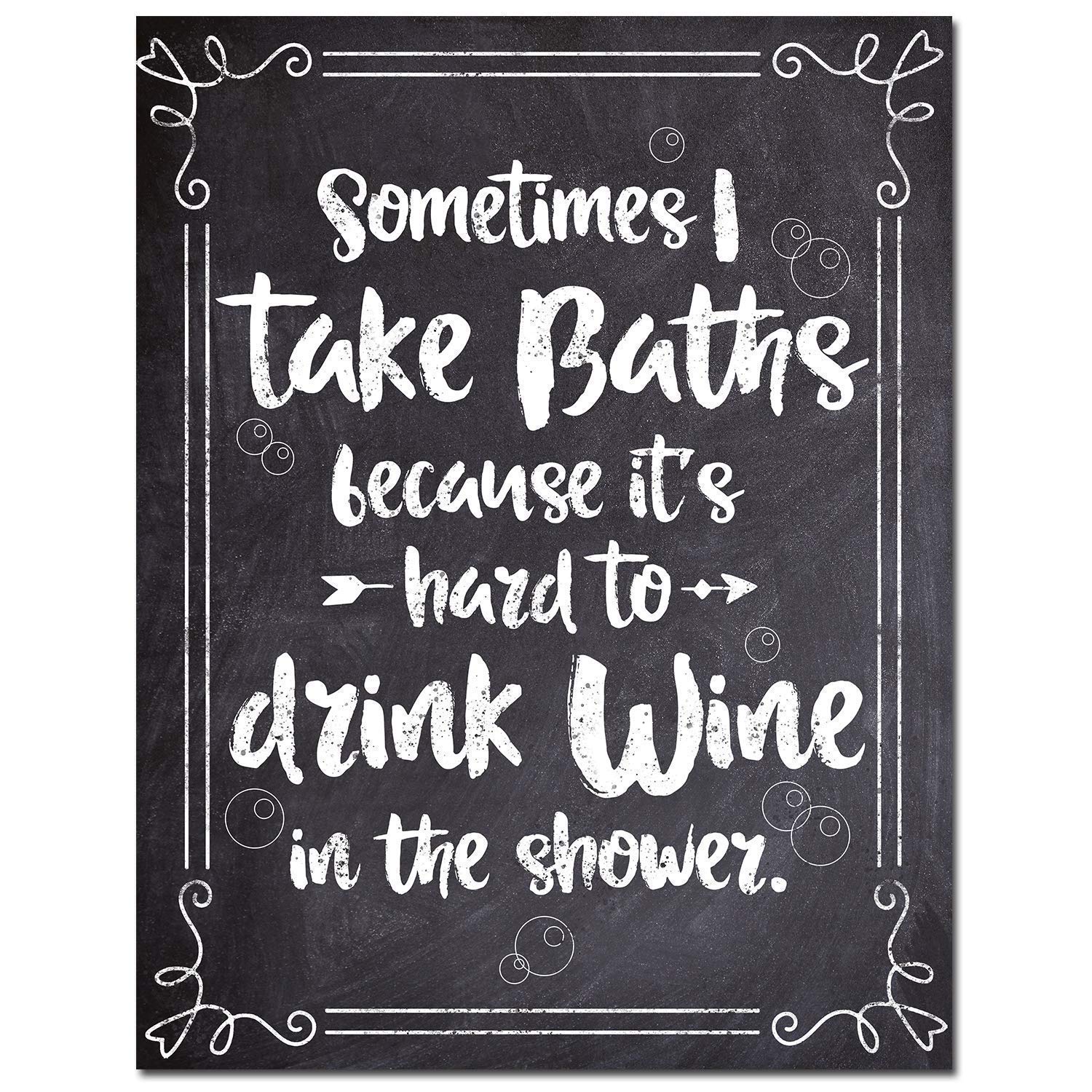 Funny Wine Lover Print - 11x14 Unframed Bathroom & Kitchen Decor - Perfect for Wine Bars, Pantry Display & Chalkboard-Style Home Decor | Great Gift for Wine Enthusiasts & Humor Lovers