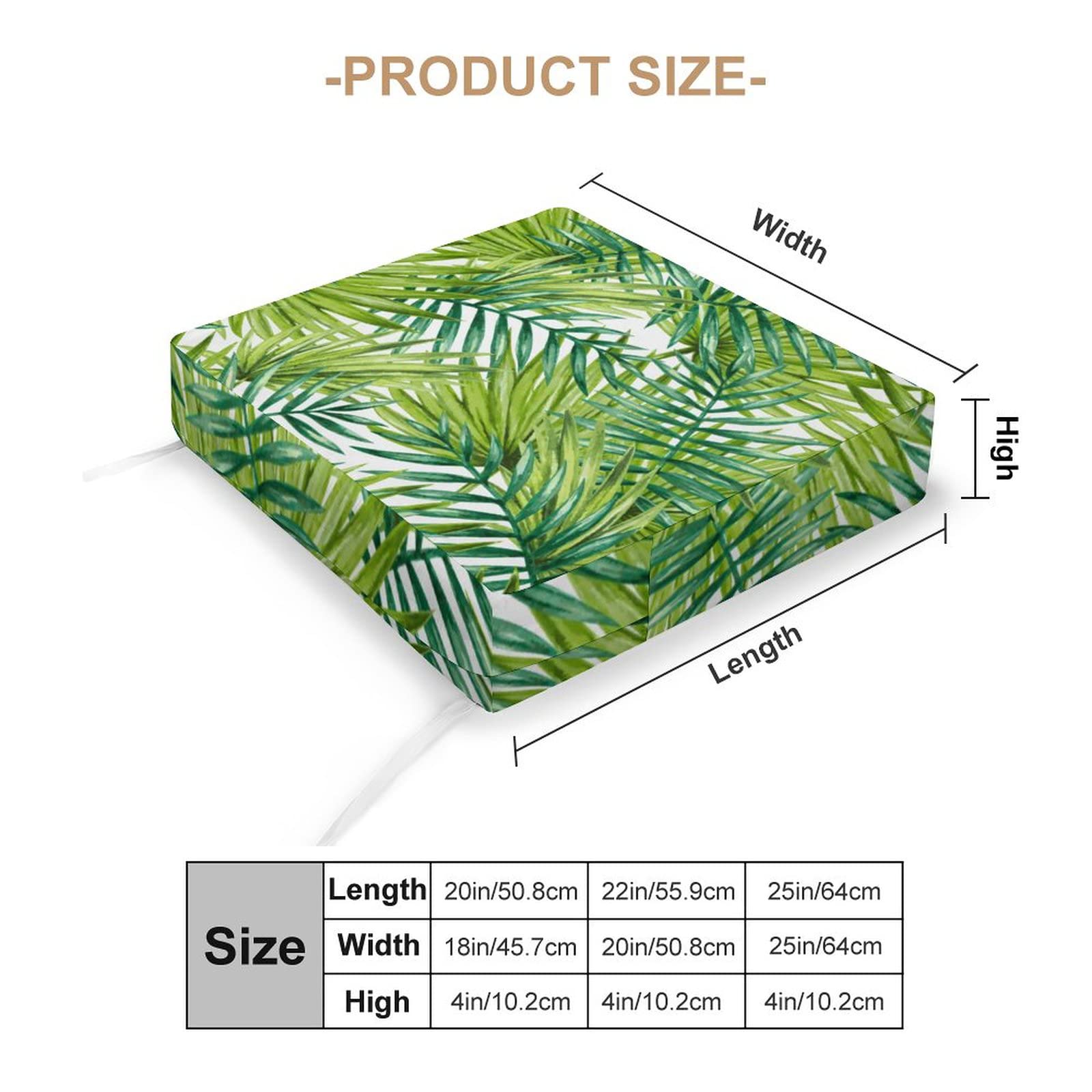 Waterproof 2-Pack Outdoor Deep Seat Patio Cushion Covers 22x20x4 Inches - Tropical Leaves Design - Durable & UV Resistant for Patio Furniture, Garden Chairs, Poolside Loungers & Outdoor Decor