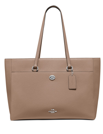 Coach Crossgrain Leather Folio Tote Bag for Women - Stylish Work Tote with Zipper Closure - Perfect for Office, Business Travel & Everyday Use