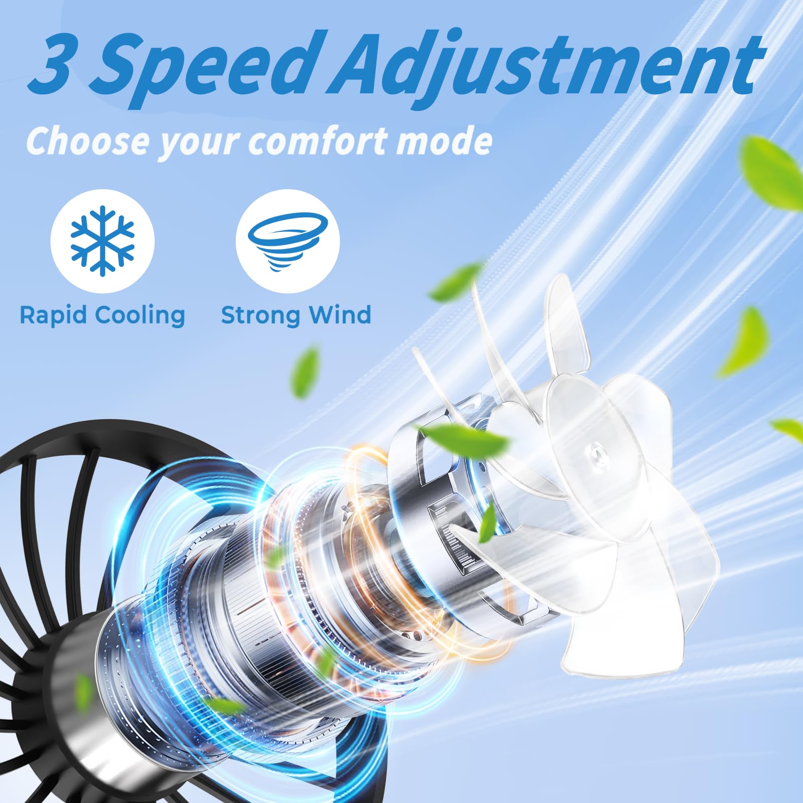 Rechargeable Neck Fan with 360° Rotation - 2000mAh Portable Personal Cooling Fan for Travel, Sports, Walking & Outdoor Work | Wearable Air Conditioner for Summer Heat Relief