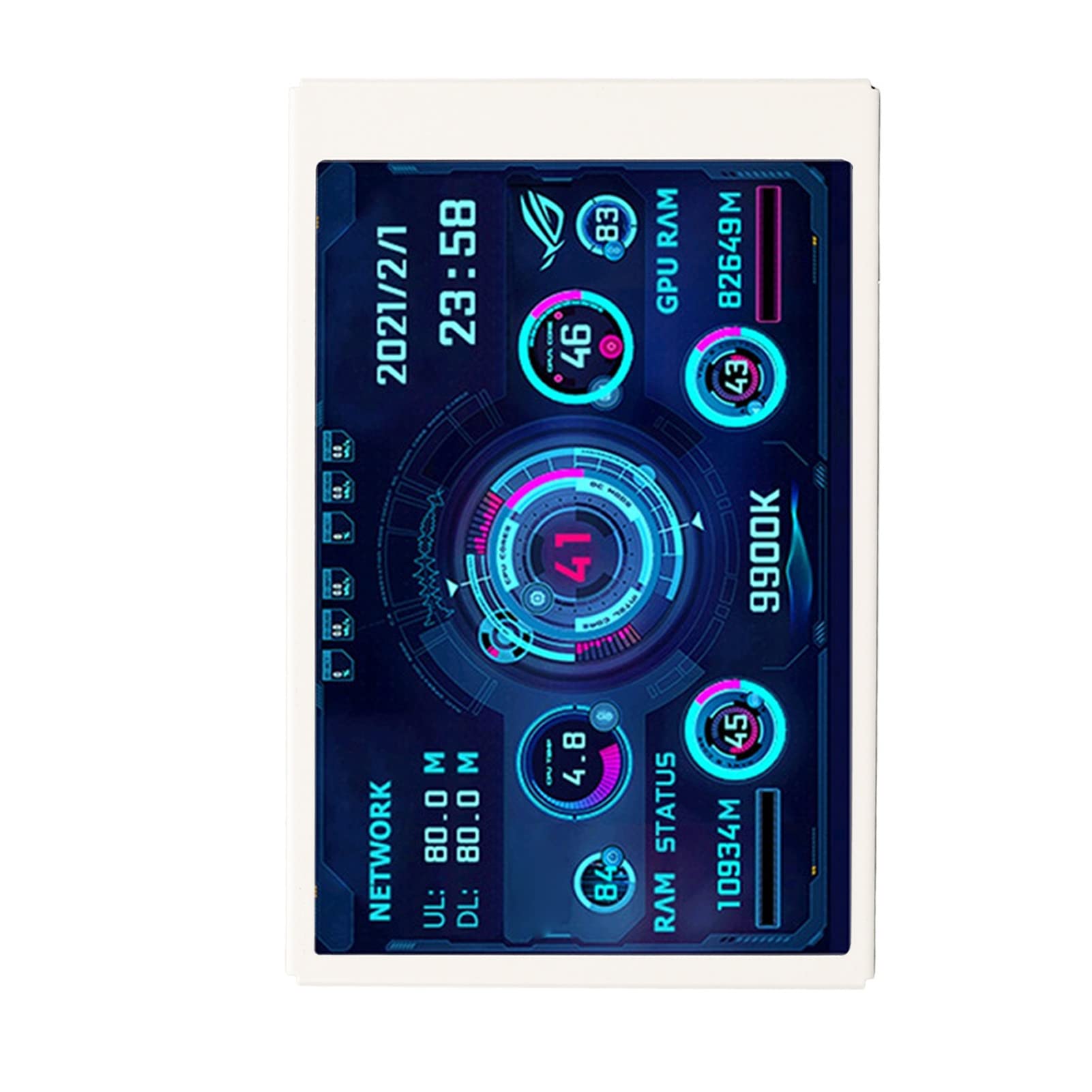 Jectse 3.5 Inch IPS Computer Temperature Monitor - Real-Time PC CPU RAM GPU Data Monitoring with USB-C Port, Plug & Play, Auto Off, Rotatable Design (White Kit) for Gaming Rigs, Workstations & Home Office Setups