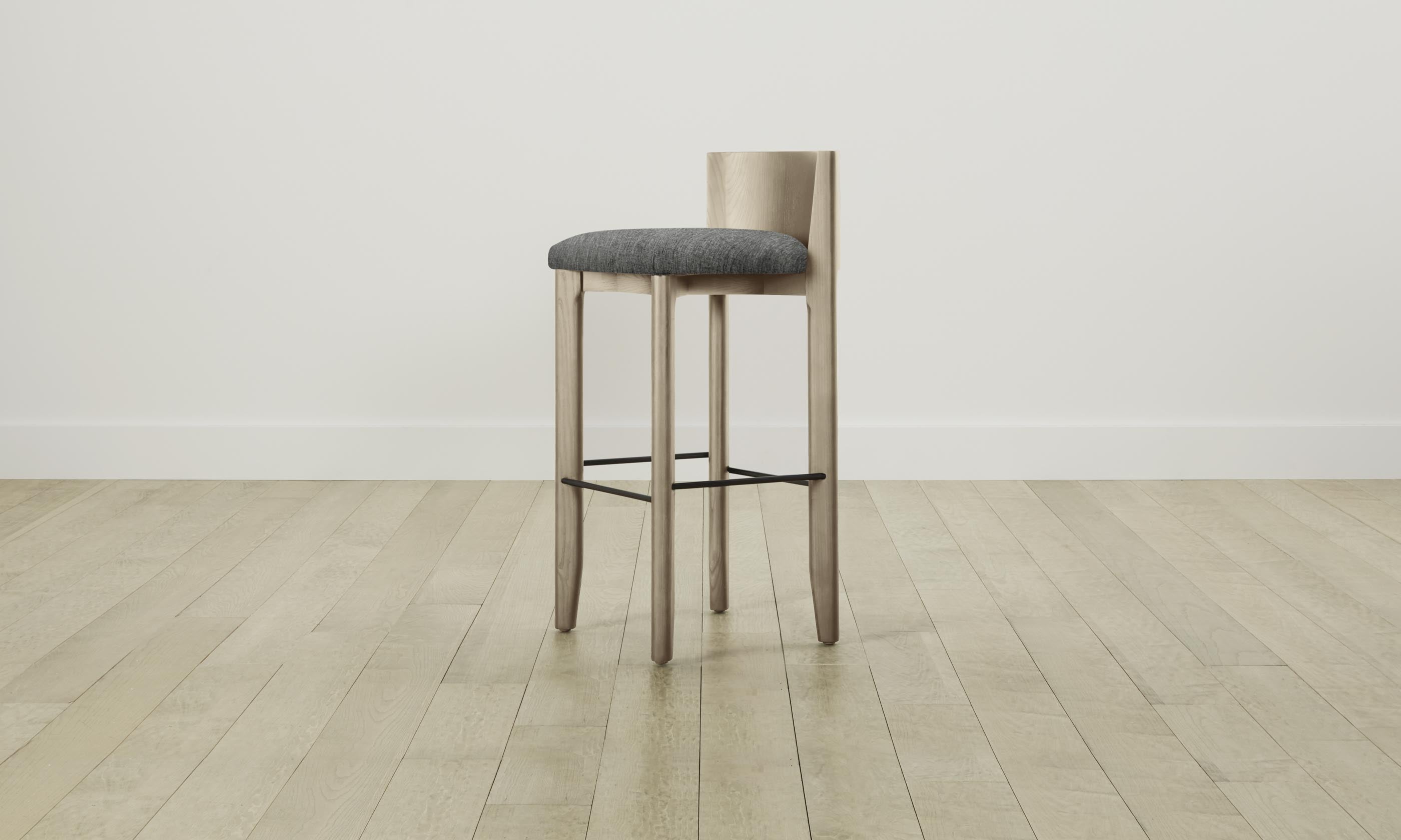 Premium Delancey Bar & Counter Stool with Performance Tweed Smoke Fabric - Perfect for Kitchen Islands, Home Bars & Modern Dining Areas