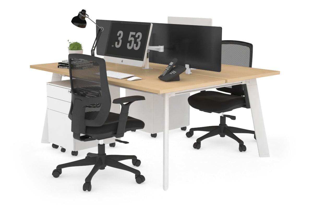 2-Person Workstation with White Frame - 1800L x 700W - Perfect for Office, Home Office, and Collaborative Workspaces