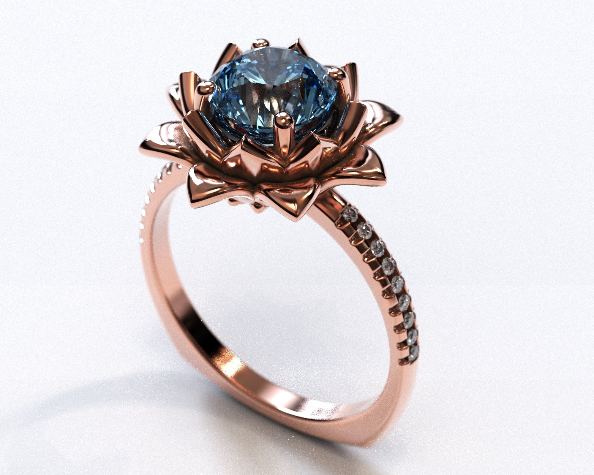 Exquisite Floral Blue Topaz Engagement Ring with Leaf Accents - Perfect for Proposals, Anniversaries & Romantic Occasions