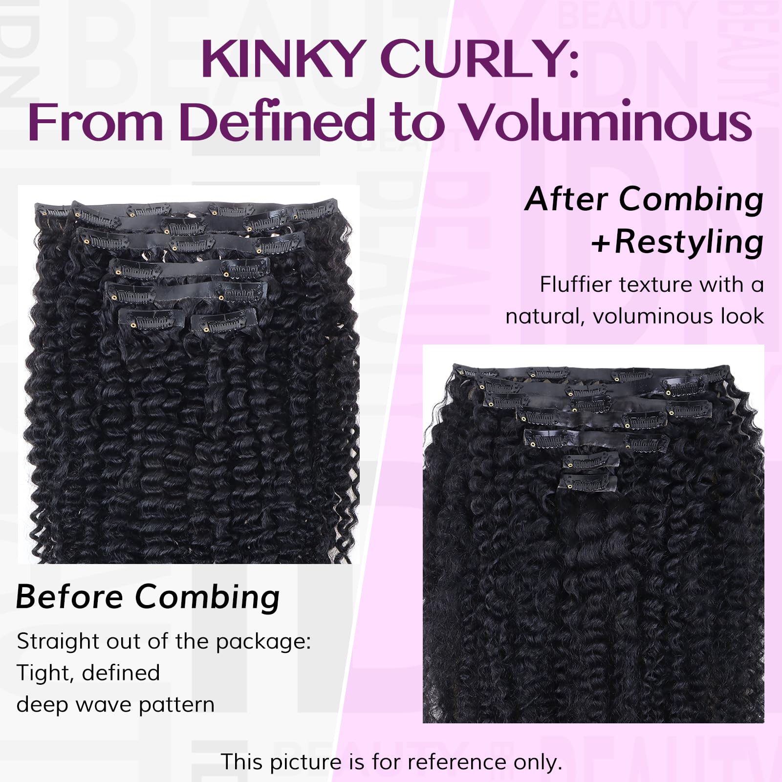 IDN BEAUTY 20 Inch Kinky Curly Clip In Hair Extensions - 7pcs 110g Remy Human Hair Weft - Natural Black Seamless Invisible Edge for Black Women | Perfect for Daily Styling, Special Occasions & Protective Hairstyles