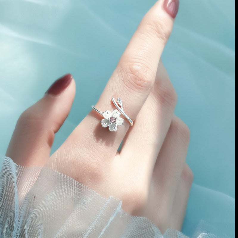 Cherry Blossom White Flower Rings for Women - Elegant Floral Jewelry Gift for Mother's Day, Wedding, Anniversary | JZ041